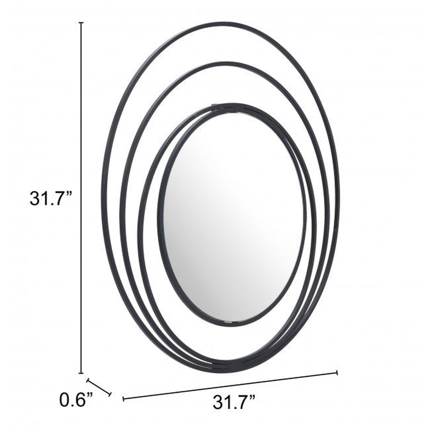 HomeRoots Concentric Circles Black Finish Wall Mirror