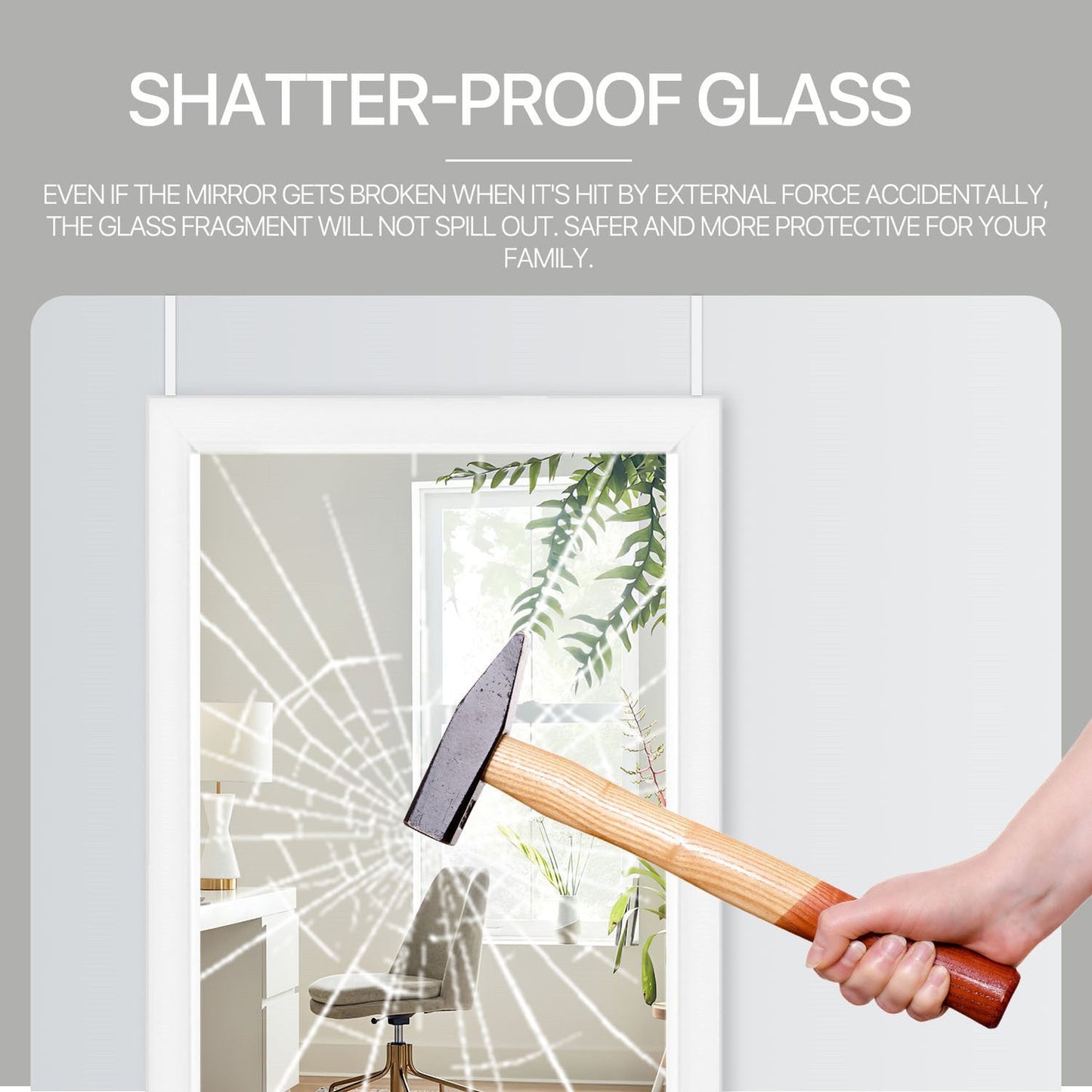 HomeRoots Door Mount White Mirror