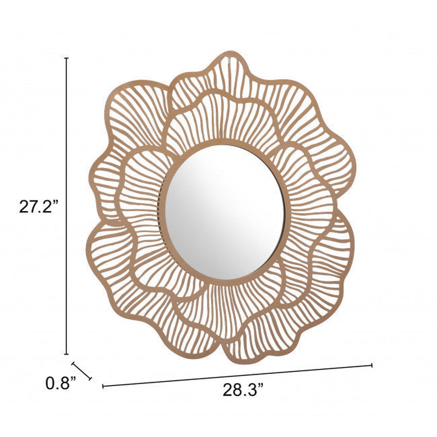 HomeRoots Flower Lines Gold Finish Wall Mirror