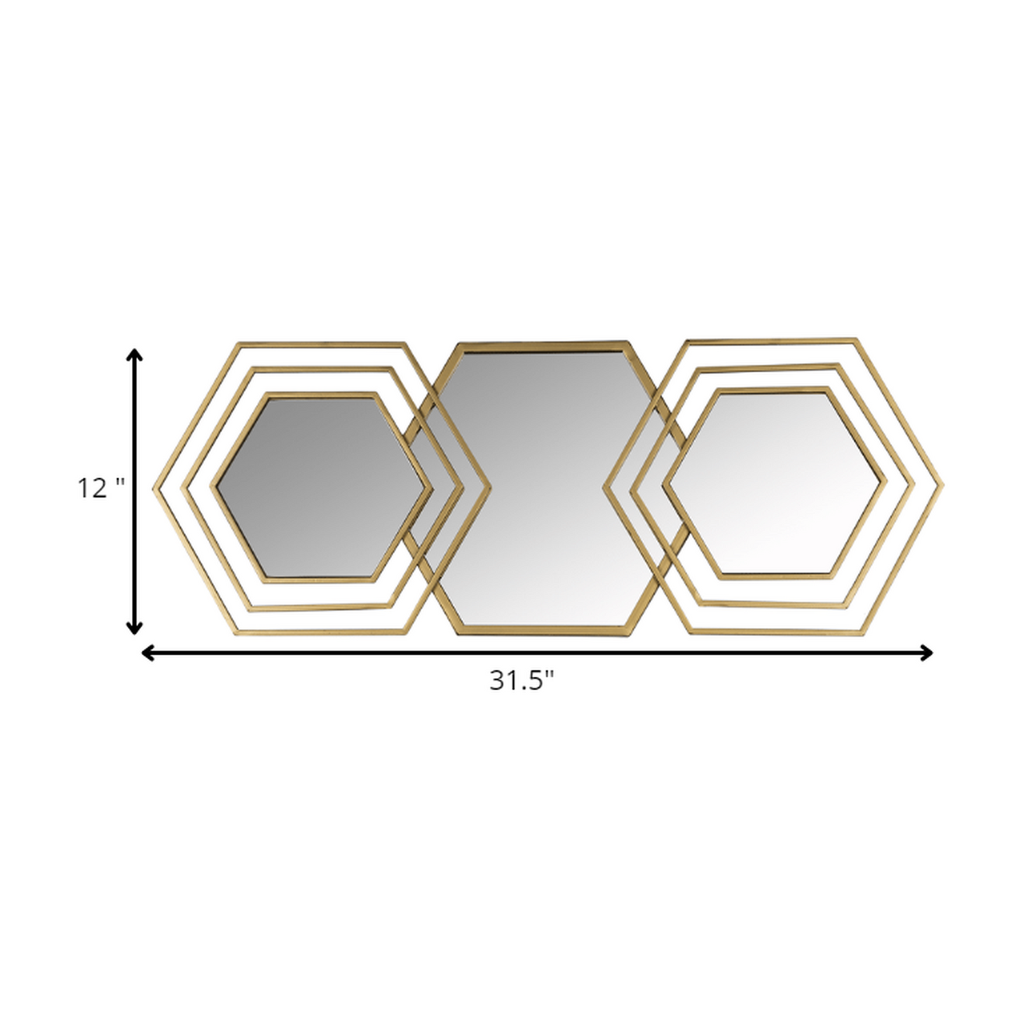 HomeRoots Gold Hexagon Trio Modern Wall Mirror