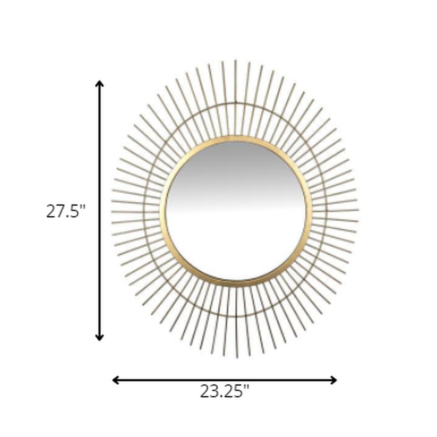 HomeRoots Gold Metal Spiked Wall Mirror