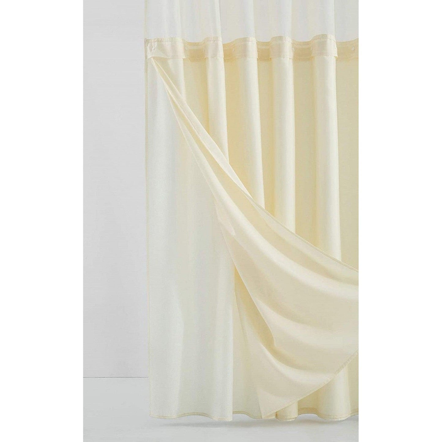 HomeRoots Ivory Sheer And Grid Shower Curtain And Liner Set
