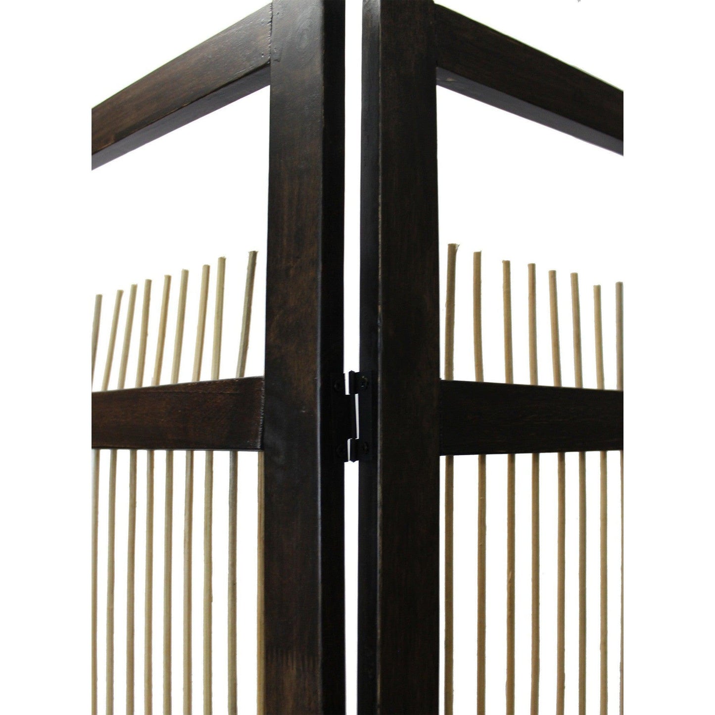 HomeRoots Light And Dark Rattan Three Panel Room Divider Screen