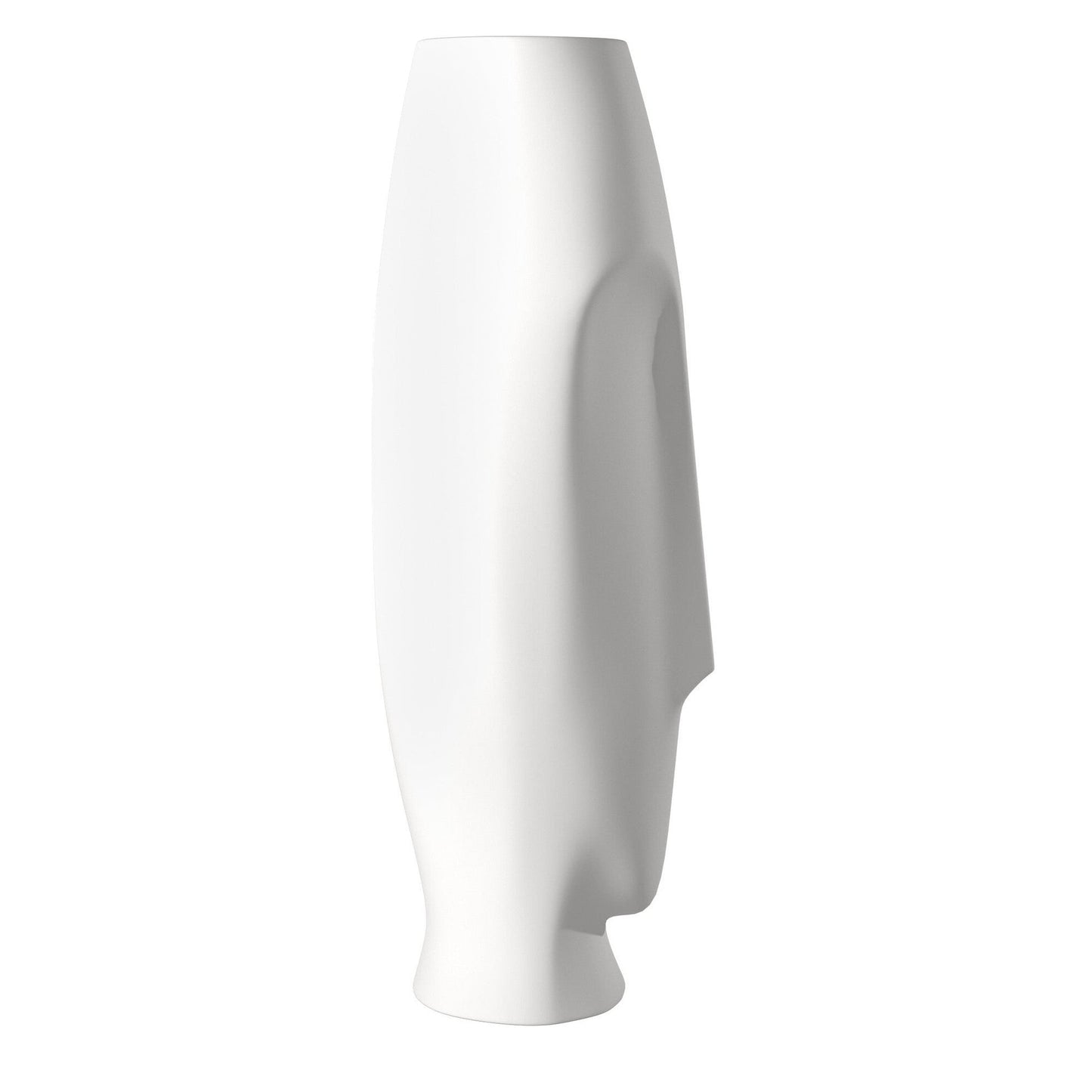 HomeRoots Matte White Ceramic Vase with Abstract Faces