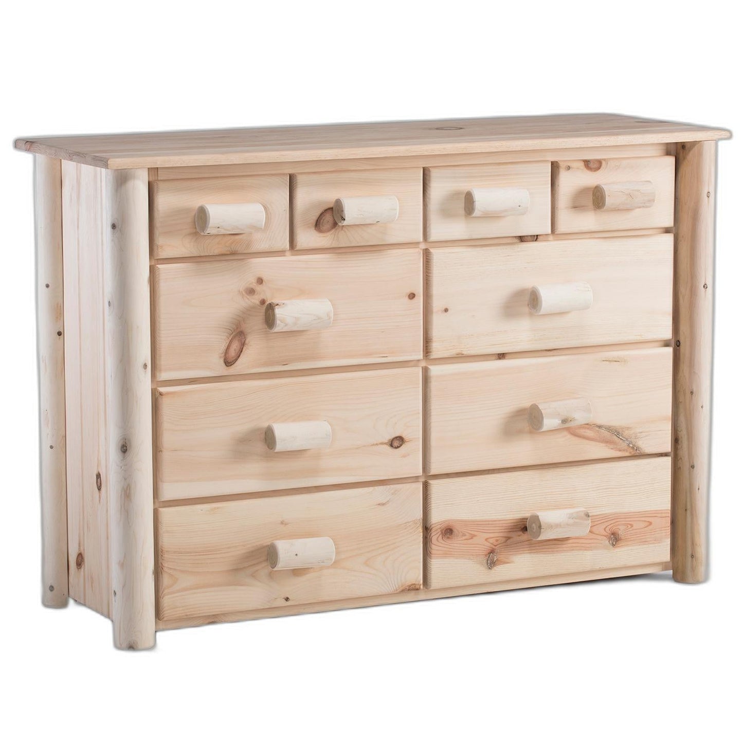 HomeRoots Natural Unfinished Wood Ten Drawer Cabinet