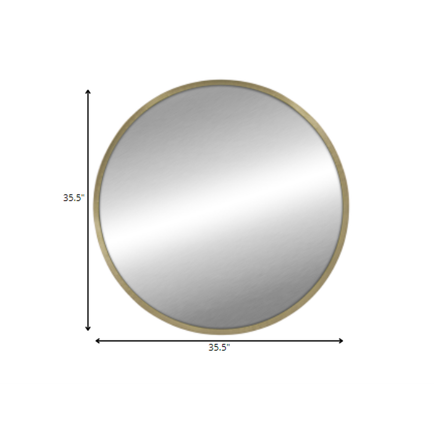 HomeRoots Round Wall Mirror with Matte Gold Finish