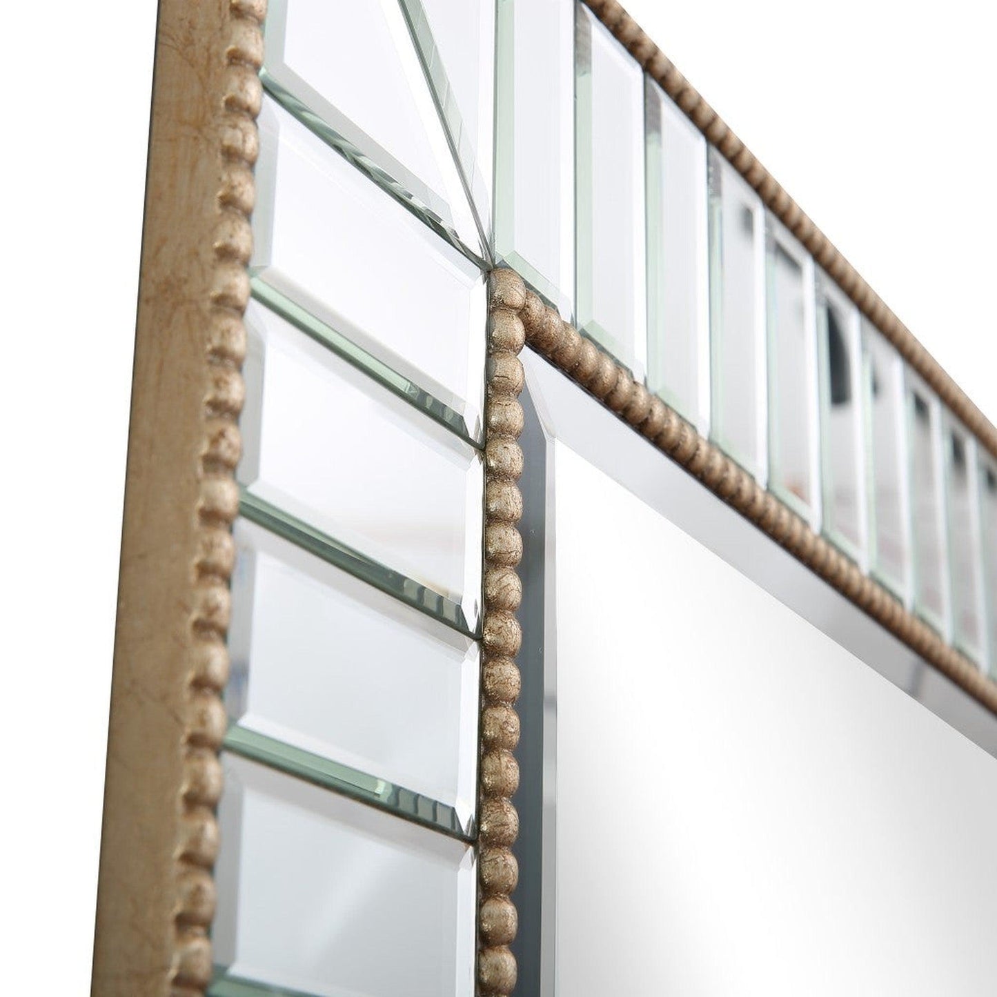 HomeRoots Silver Beaded Leaf Mirror