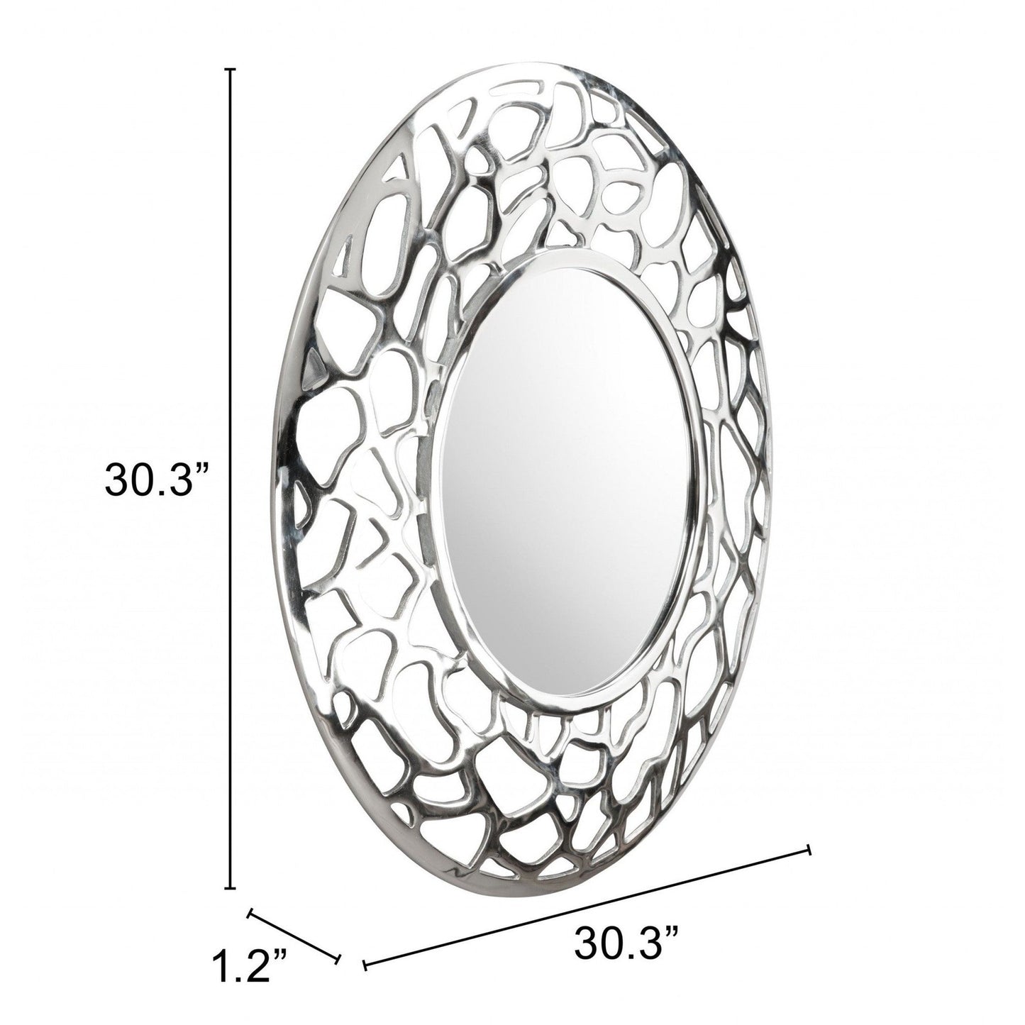 HomeRoots Silver Coral Pattern Round Mirror