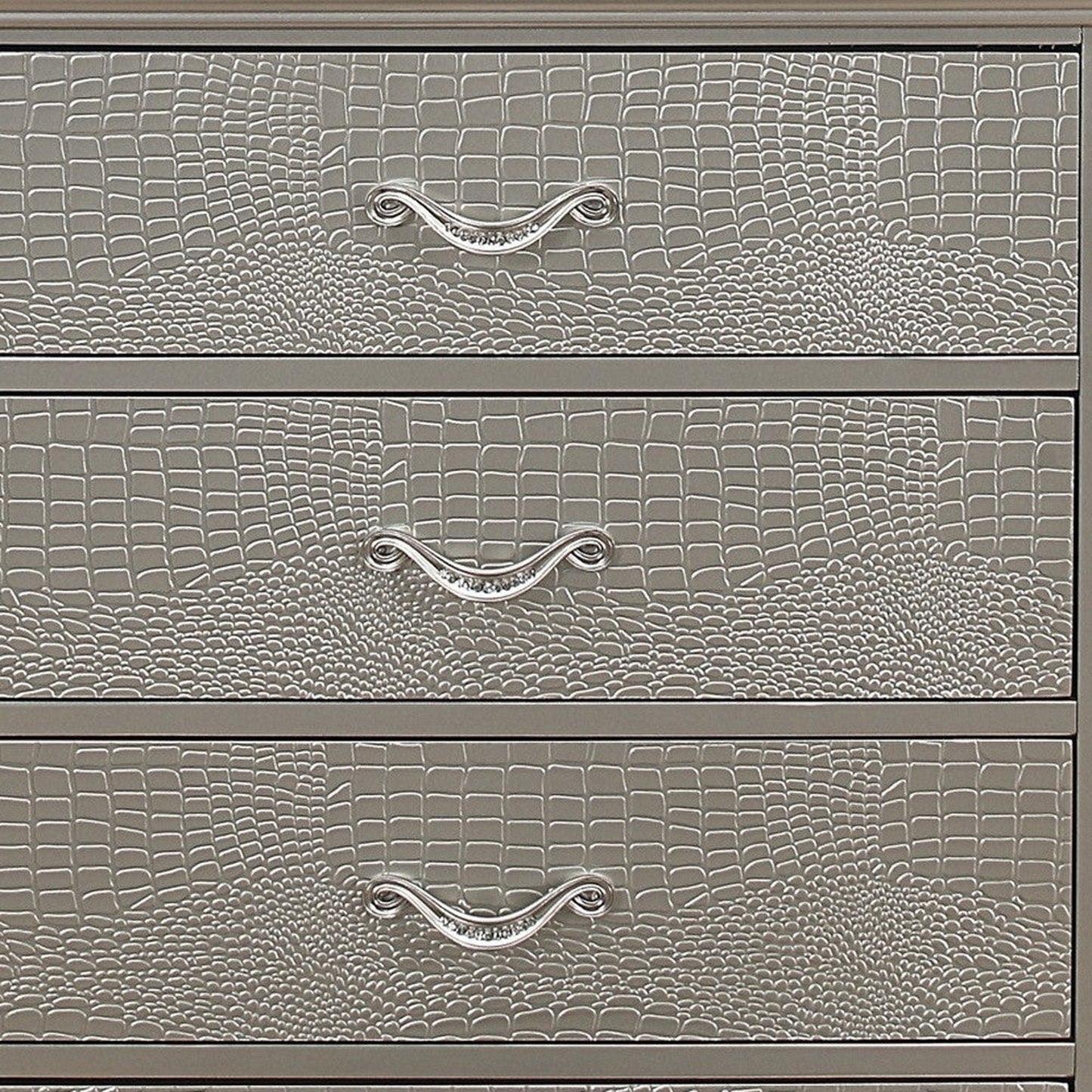 HomeRoots Silver Tone Cabinet With 5 Spacious Interior Drawers