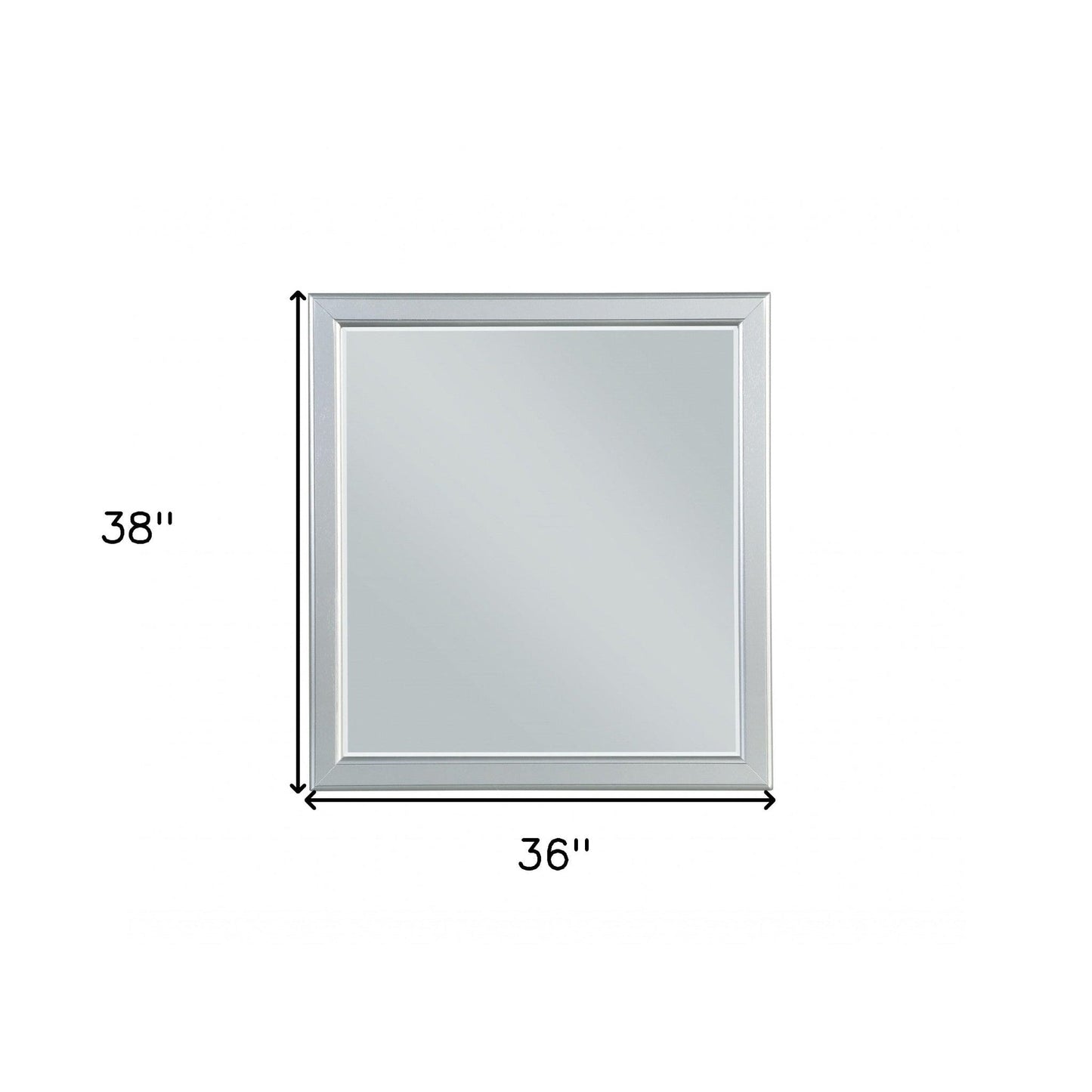 HomeRoots Simple Platinum Wooden Mirror in Silver Finish