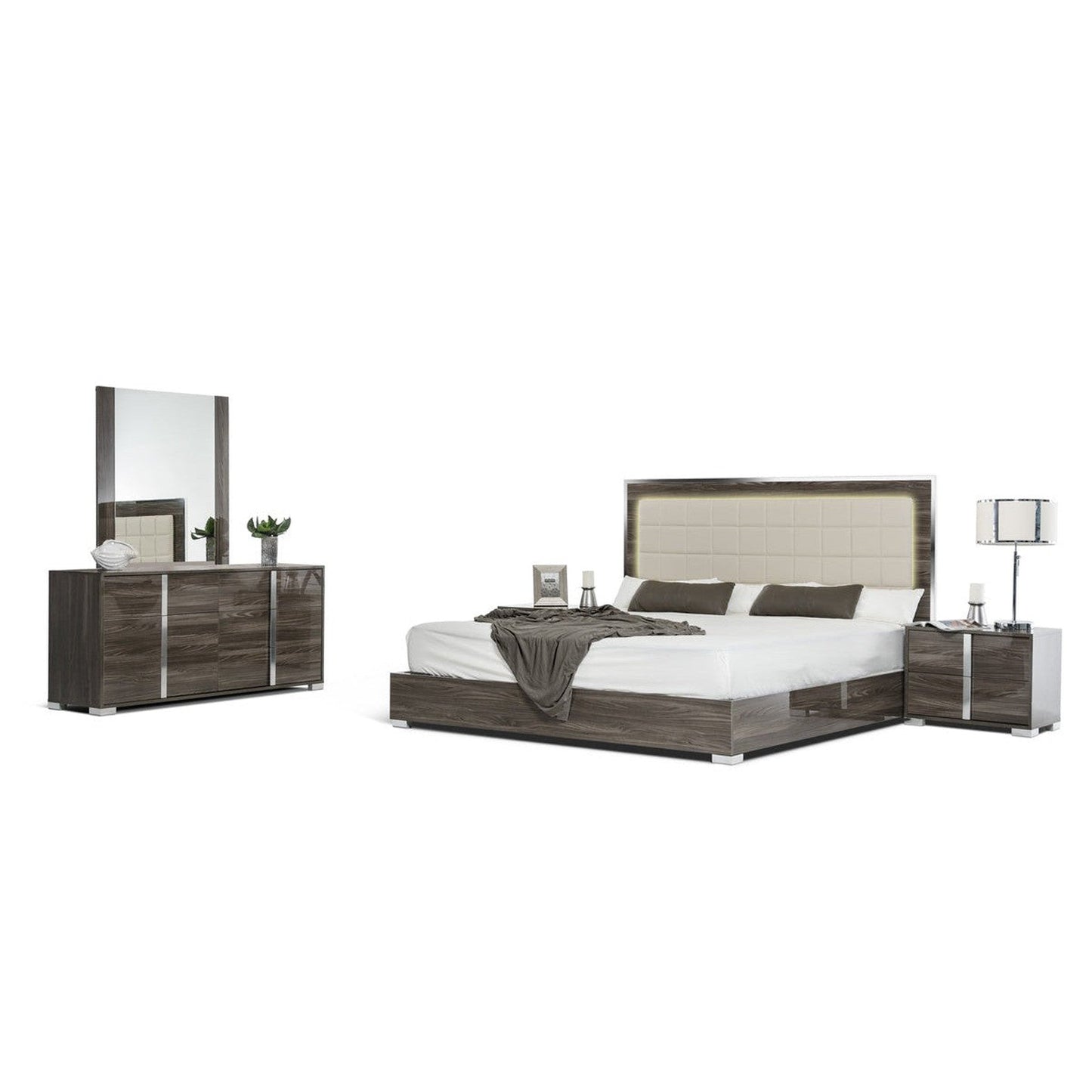 HomeRoots Updated Rustic Gray Wash and Chrome Cabinet With Three Drawer