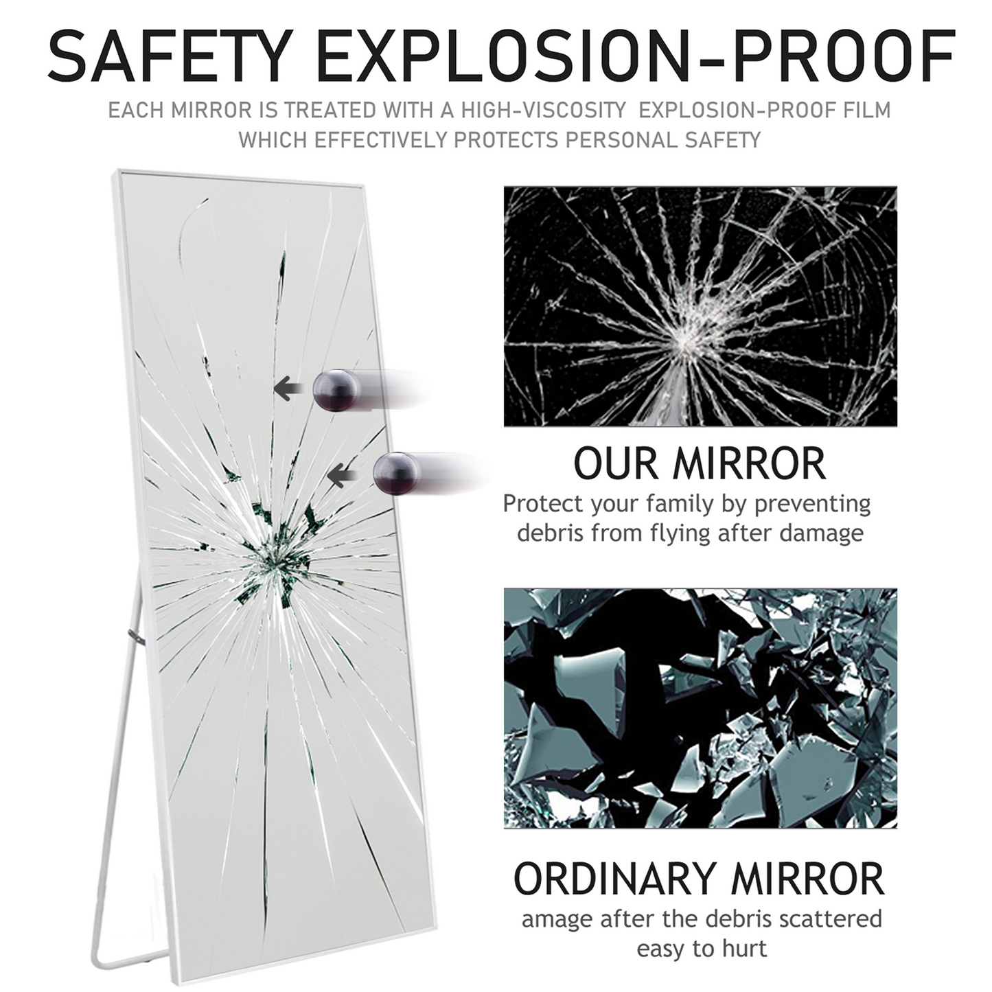 HomeRoots White Framed Wall Mirror with Stand