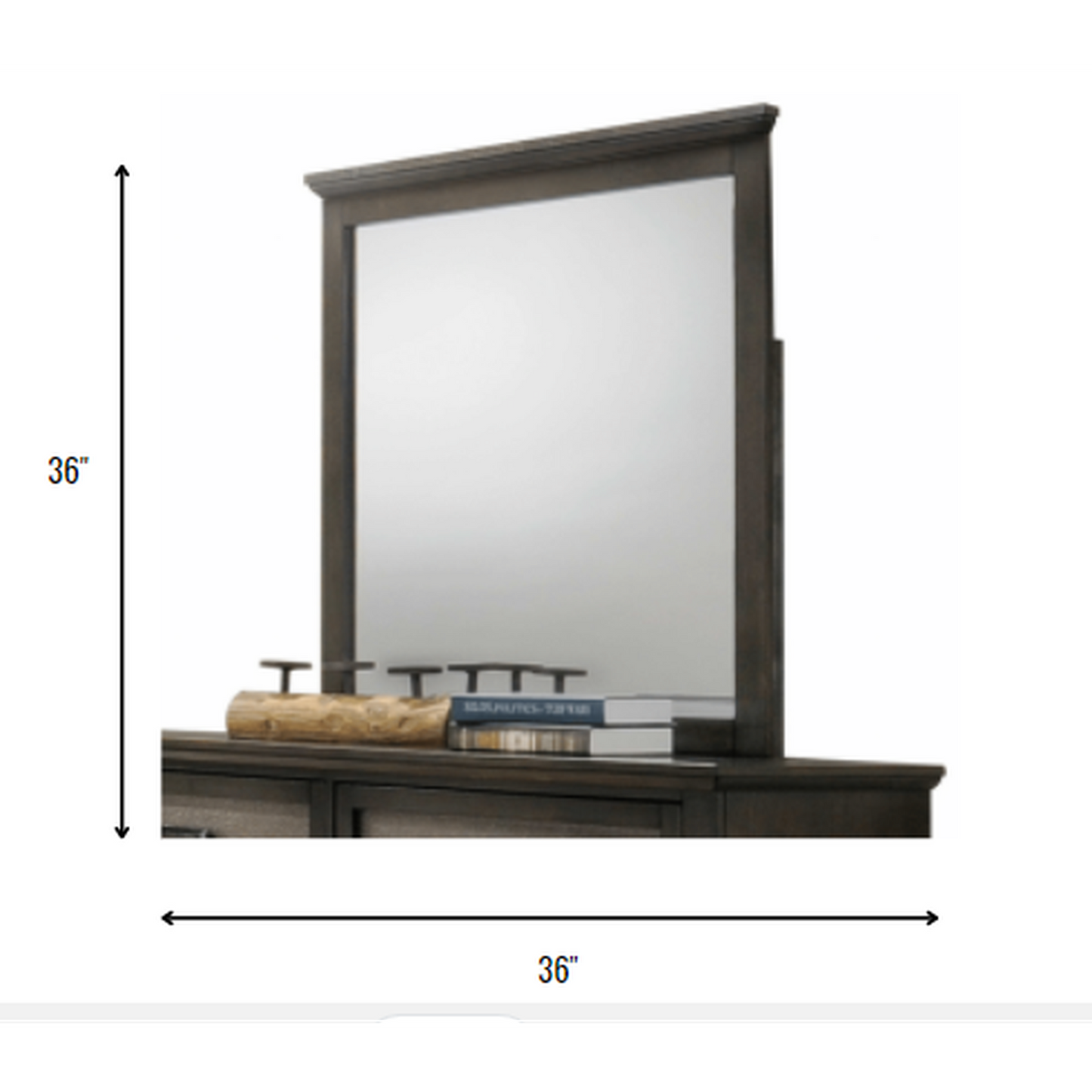 HomeRoots Wooden Beveled Mirror in Dark Walnut Finish