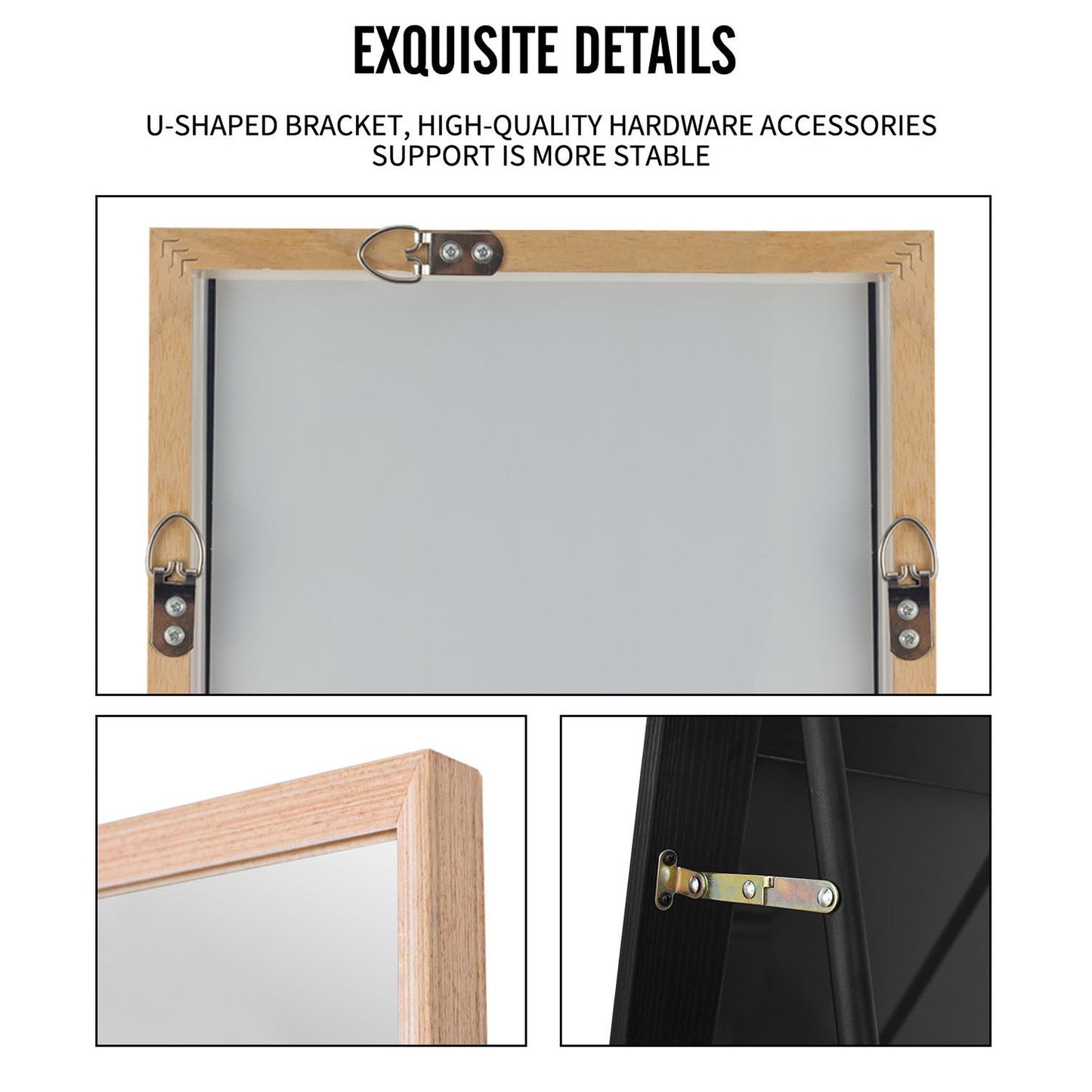 HomeRoots Wooden Full Length Mirror Floor Mirror with Stand