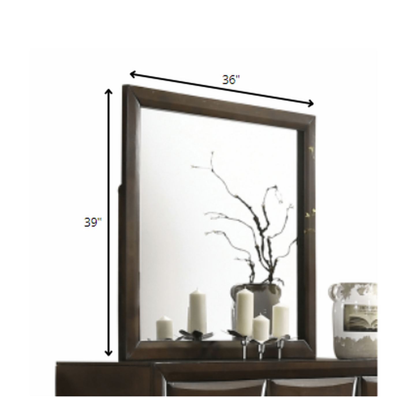 HomeRoots Wooden Rectangular Mirror in Walnut Brown Finish