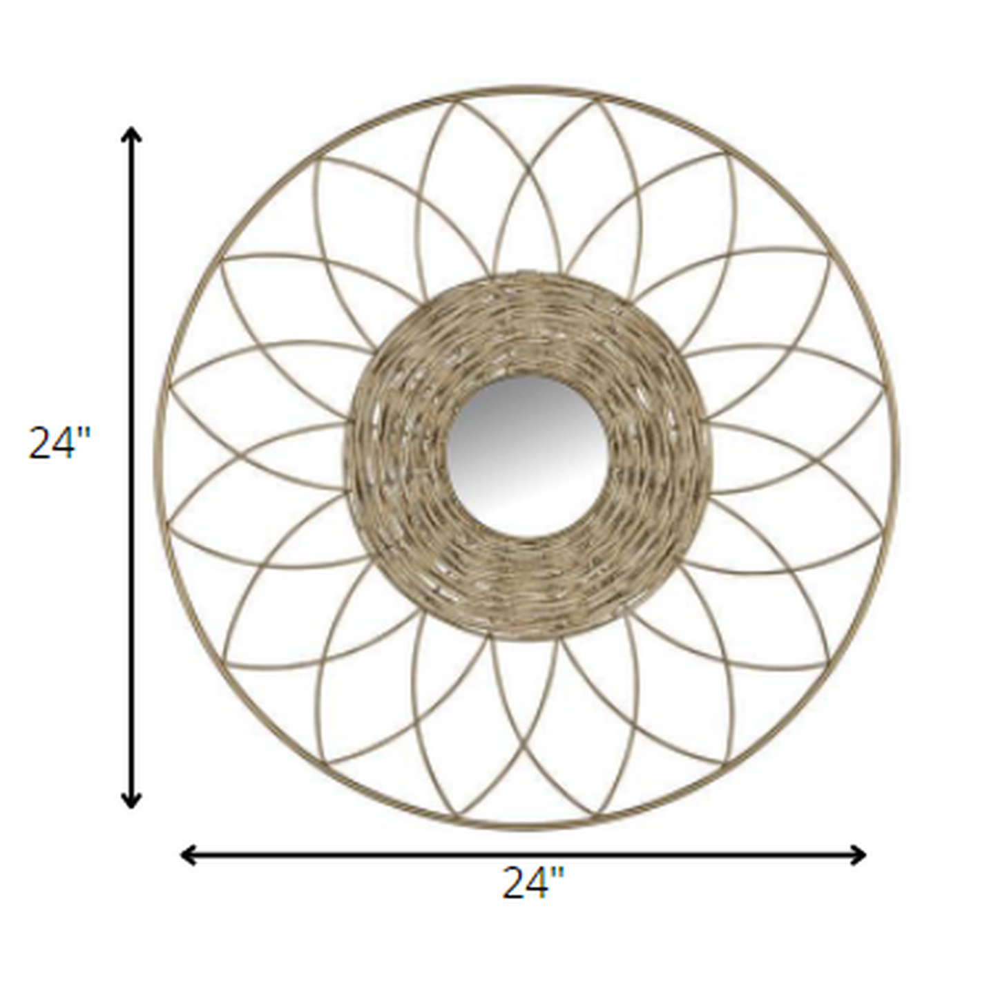 HomeRoots Wooden Sunflower Round Wall Mirror