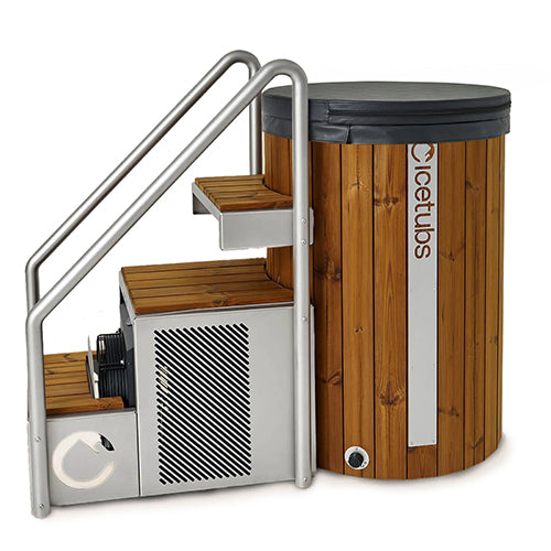 Icetubs IceBarrel Thermowood and Fiberglass Cold Plunge Immersion Tub With Stairs