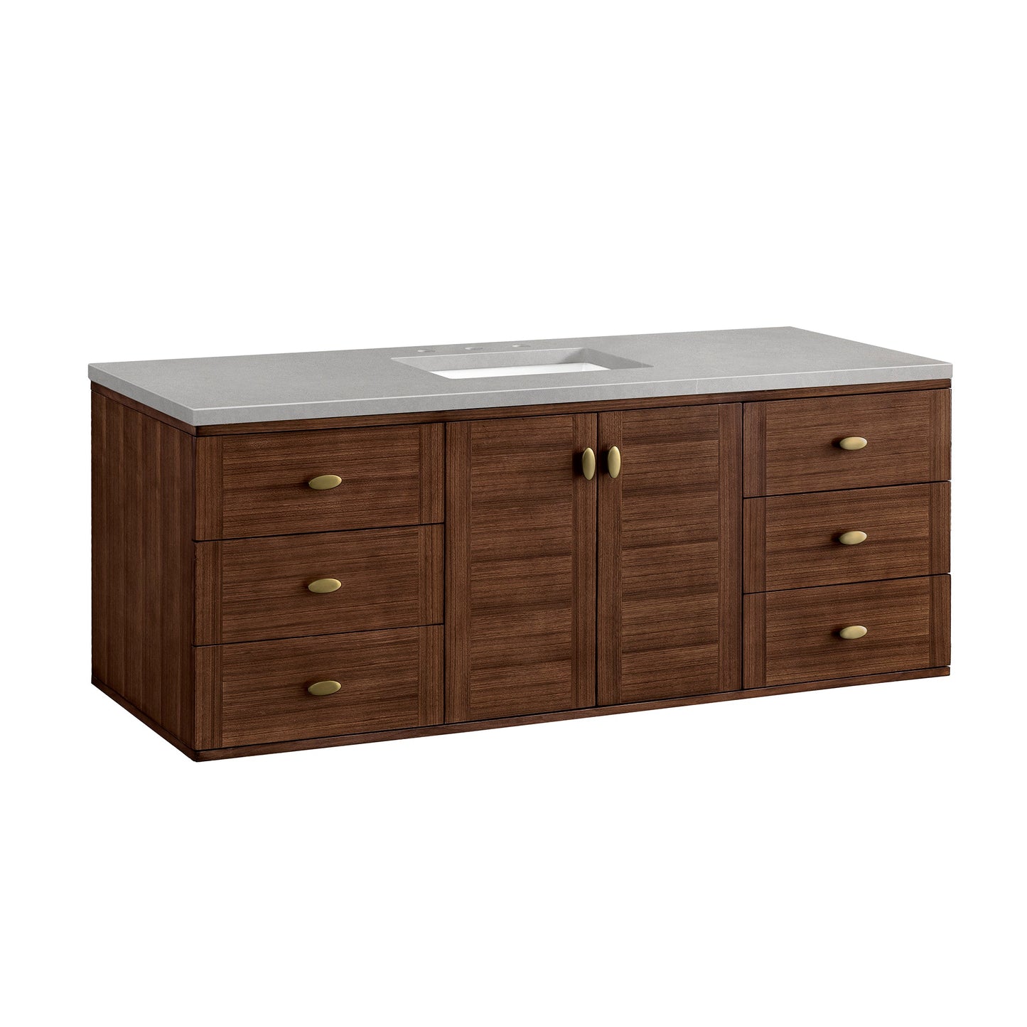 James Martin Vanities Amberly 60" Mid-Century Walnut Single Vanity With 3cm Eternal Serena Top