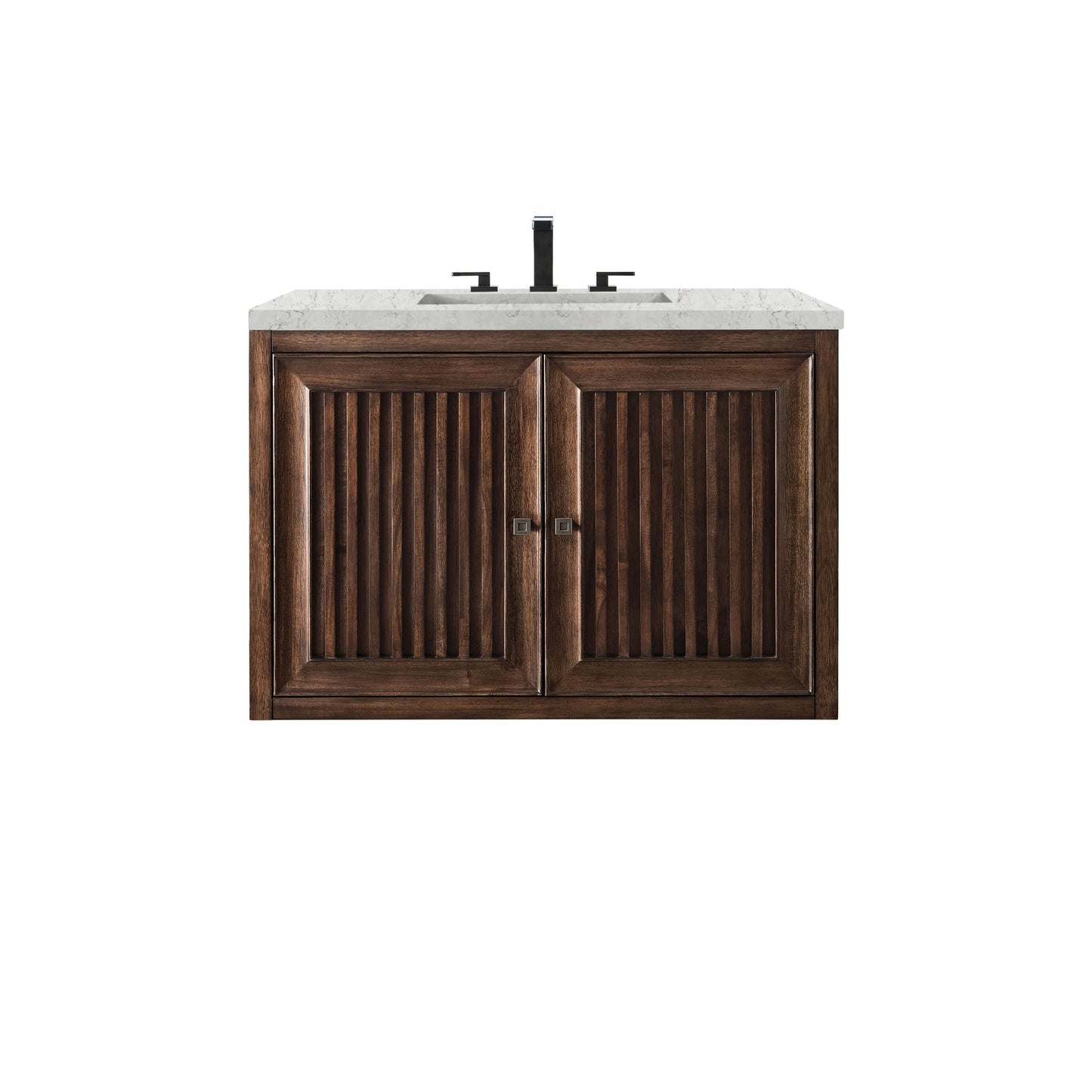 James Martin Vanities Athens 36" Mid Century Acacia Single Vanity Cabinet With 3 cm Eternal Jasmine Pearl Quartz Top