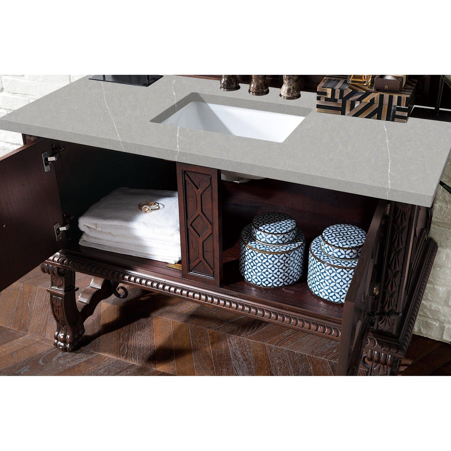 James Martin Vanities Balmoral 48" Antique Walnut Single Vanity Cabinet With 3cm Eternal Serena Quartz Top