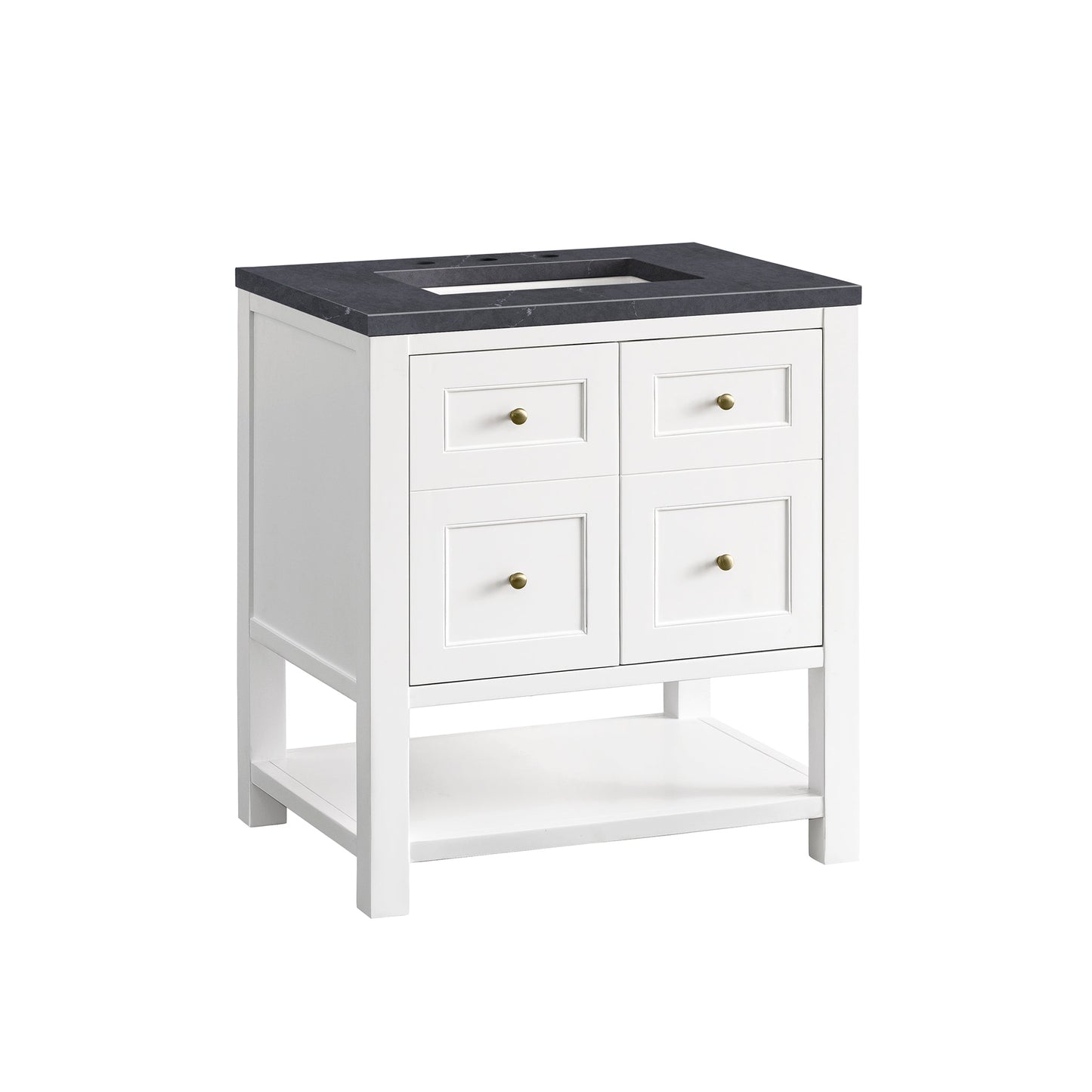 James Martin Vanities Breckenridge 30" Bright White Single Vanity With 3cm Charcoal Soapstone Top