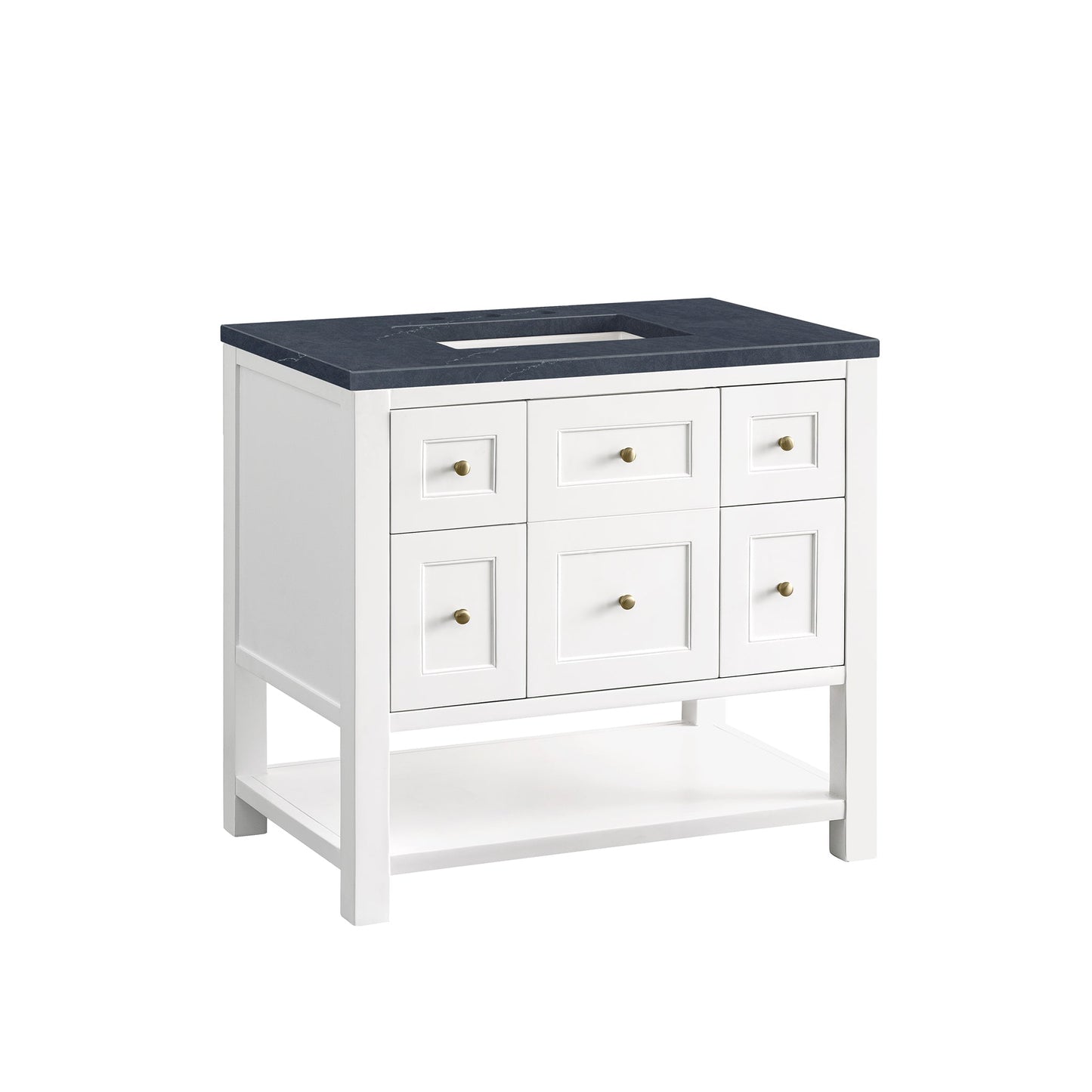 James Martin Vanities Breckenridge 36" Bright White Single Vanity With 3cm Charcoal Soapstone Top