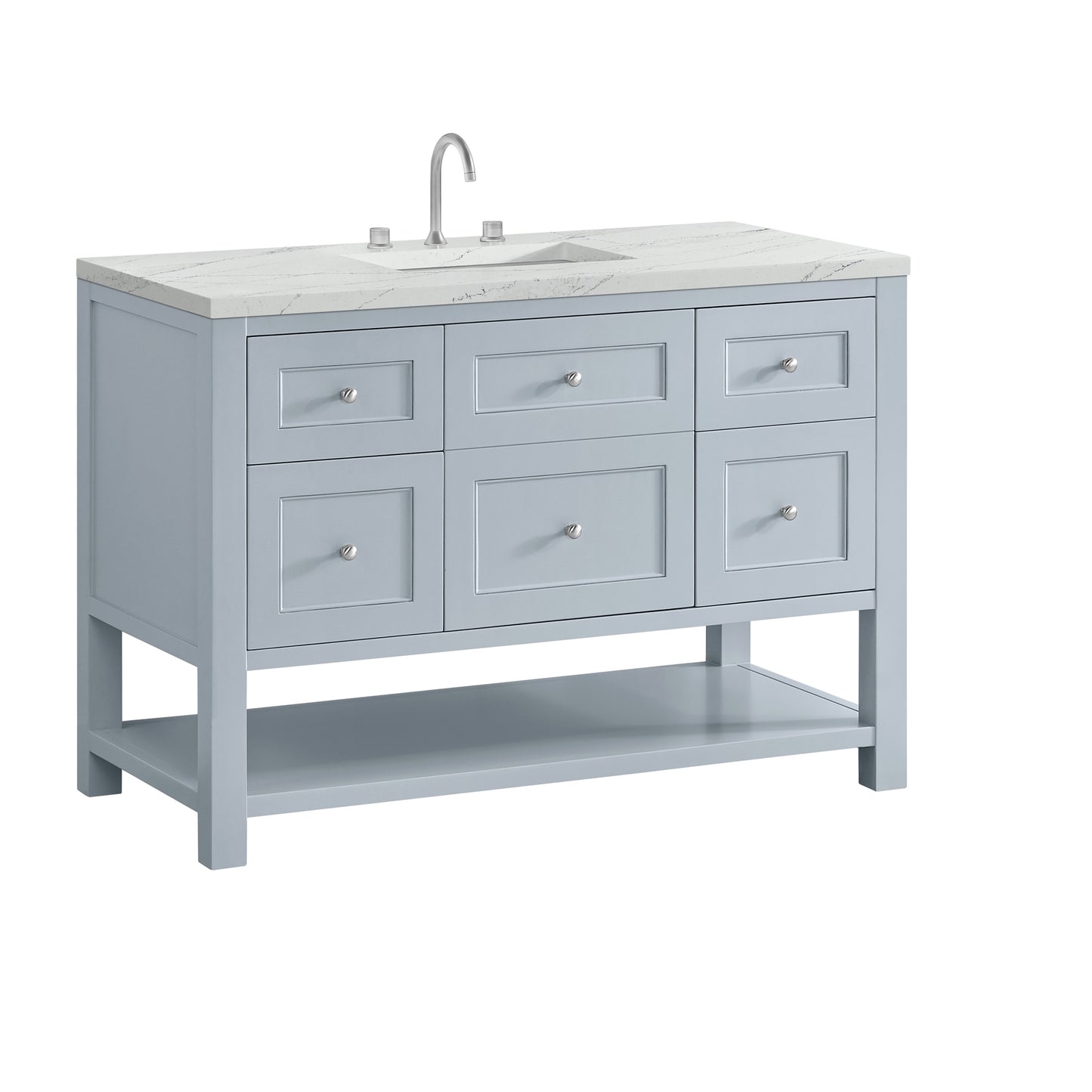 James Martin Vanities Breckenridge 48" Serenity Blue Single Vanity With 3cm Ethereal Noctis Quartz Top