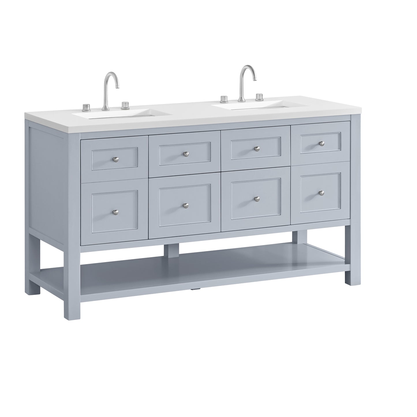 James Martin Vanities Breckenridge 60" Serenity Blue Double Vanity With 3cm White Zeus Quartz Top