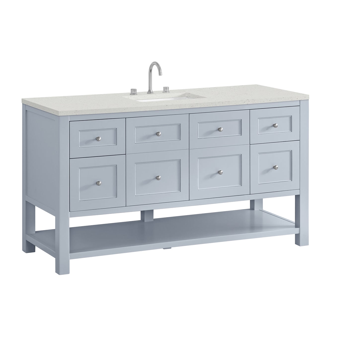 James Martin Vanities Breckenridge 60" Serenity Blue Single Vanity With 3cm Lime Delight Quartz Top