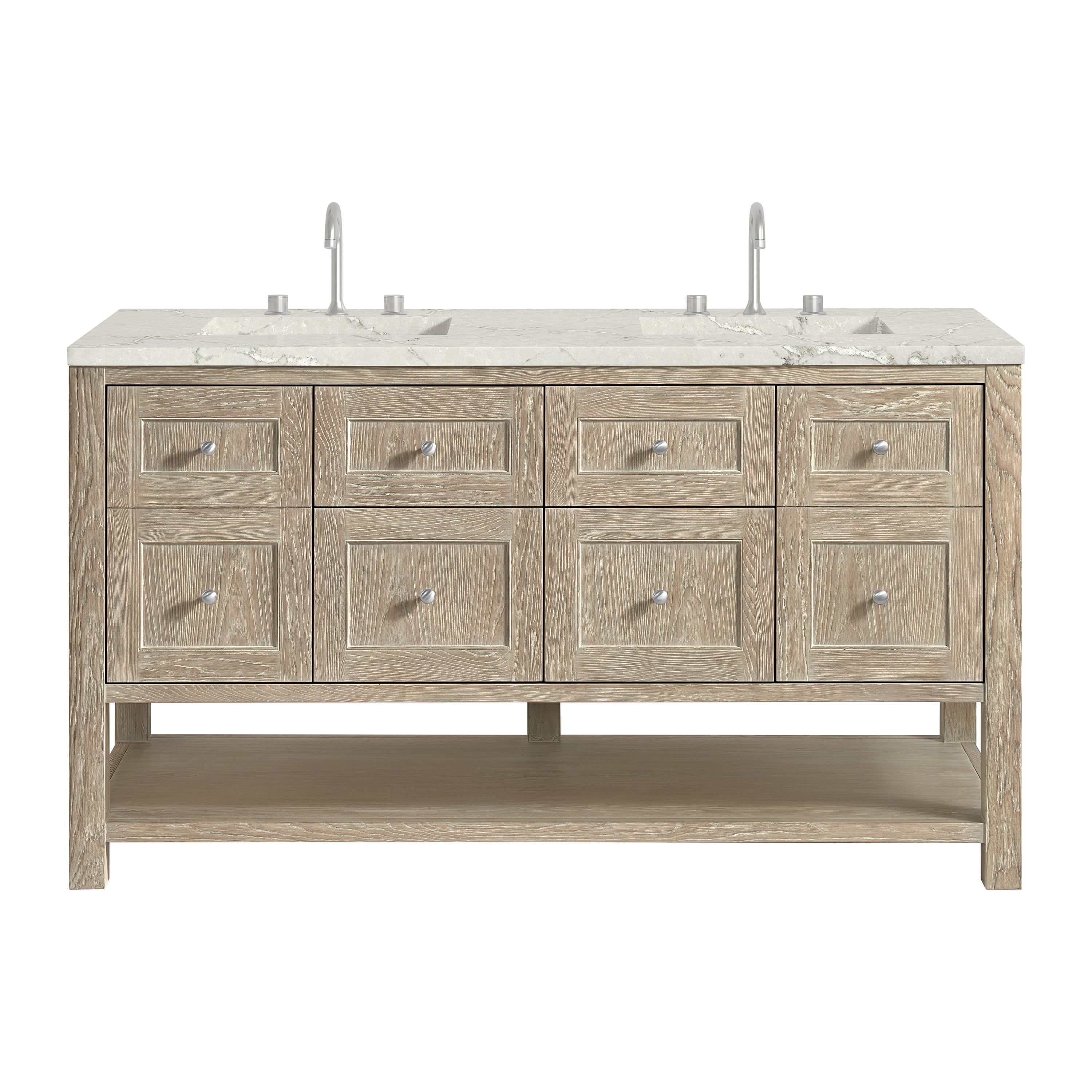 James Martin Vanities Breckenridge 60" Whitewashed Oak Double Vanity W
