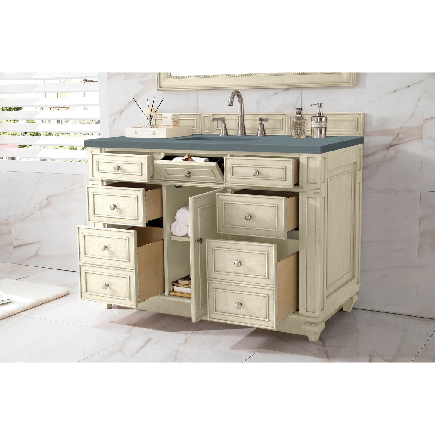 James Martin Vanities Bristol 48" Vintage Vanilla Single Vanity With 3cm Cala Blue Quartz Top