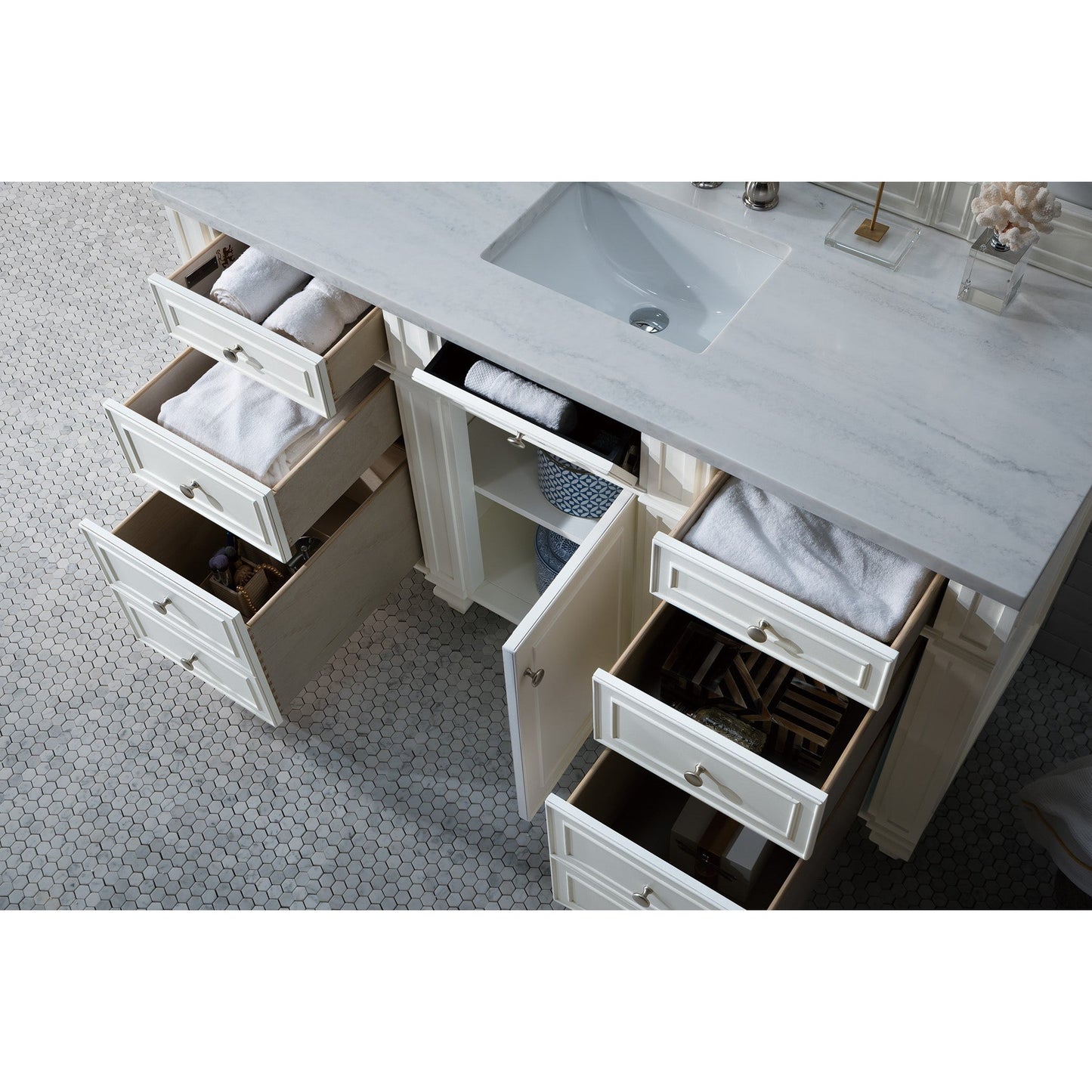 James Martin Vanities Bristol 60" Bright White Single Vanity With 3cm Arctic Fall Solid Surface Top