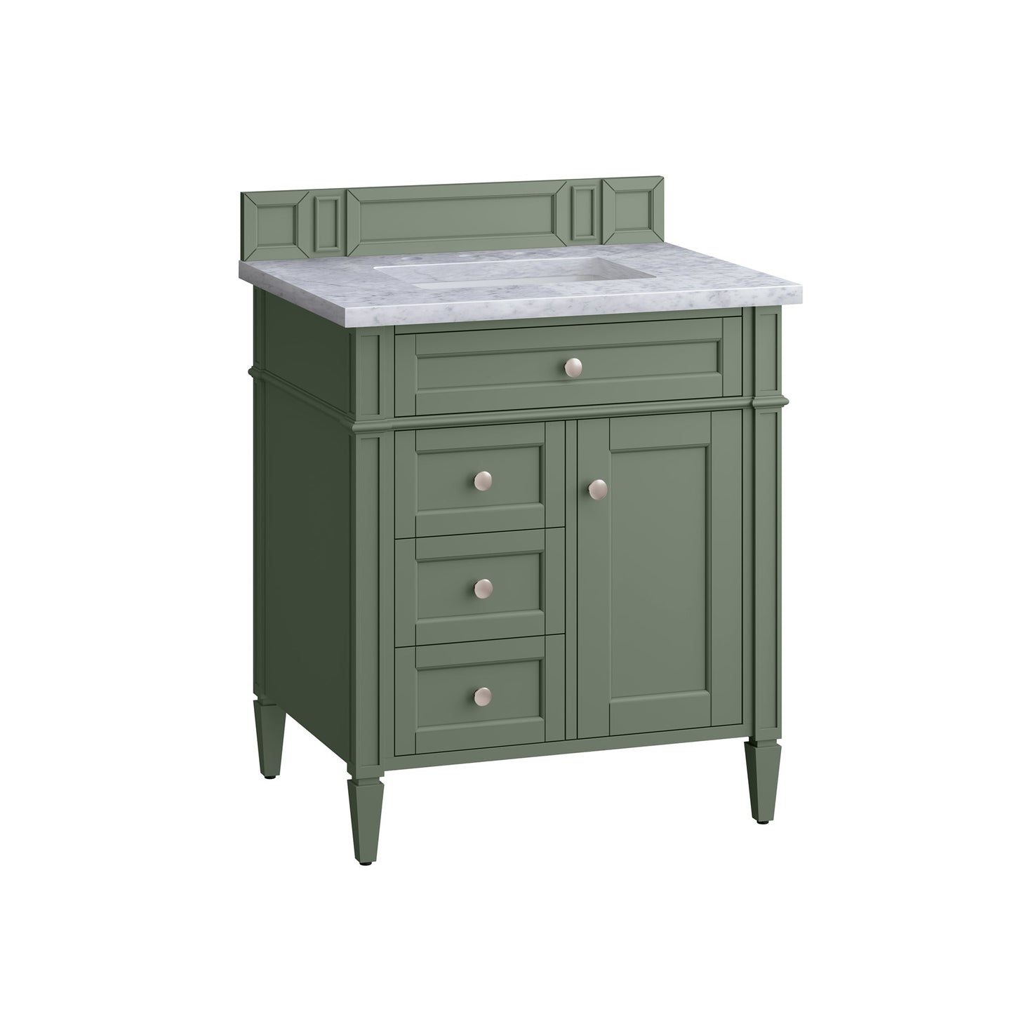 James Martin Vanities Brittany 30" Smokey Celadon Single Vanity With 3cm Carrara Marble Top