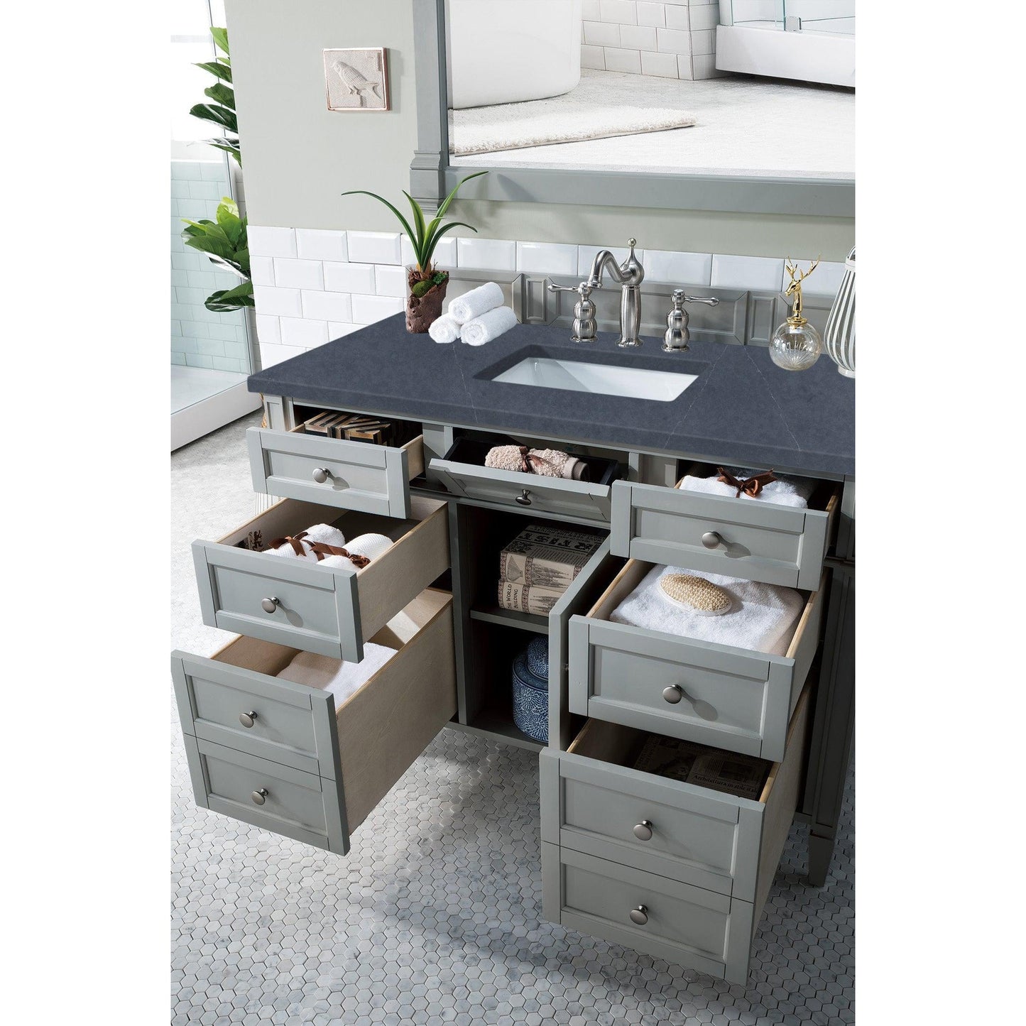 James Martin Vanities Brittany 48" Urban Gray Single Vanity With 3cm Charcoal Soapstone Quartz Top