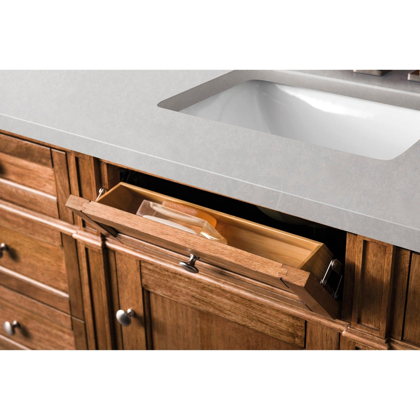 James Martin Vanities Brittany 60" Saddle Brown Single Vanity With 3cm Eternal Serena Quartz Top