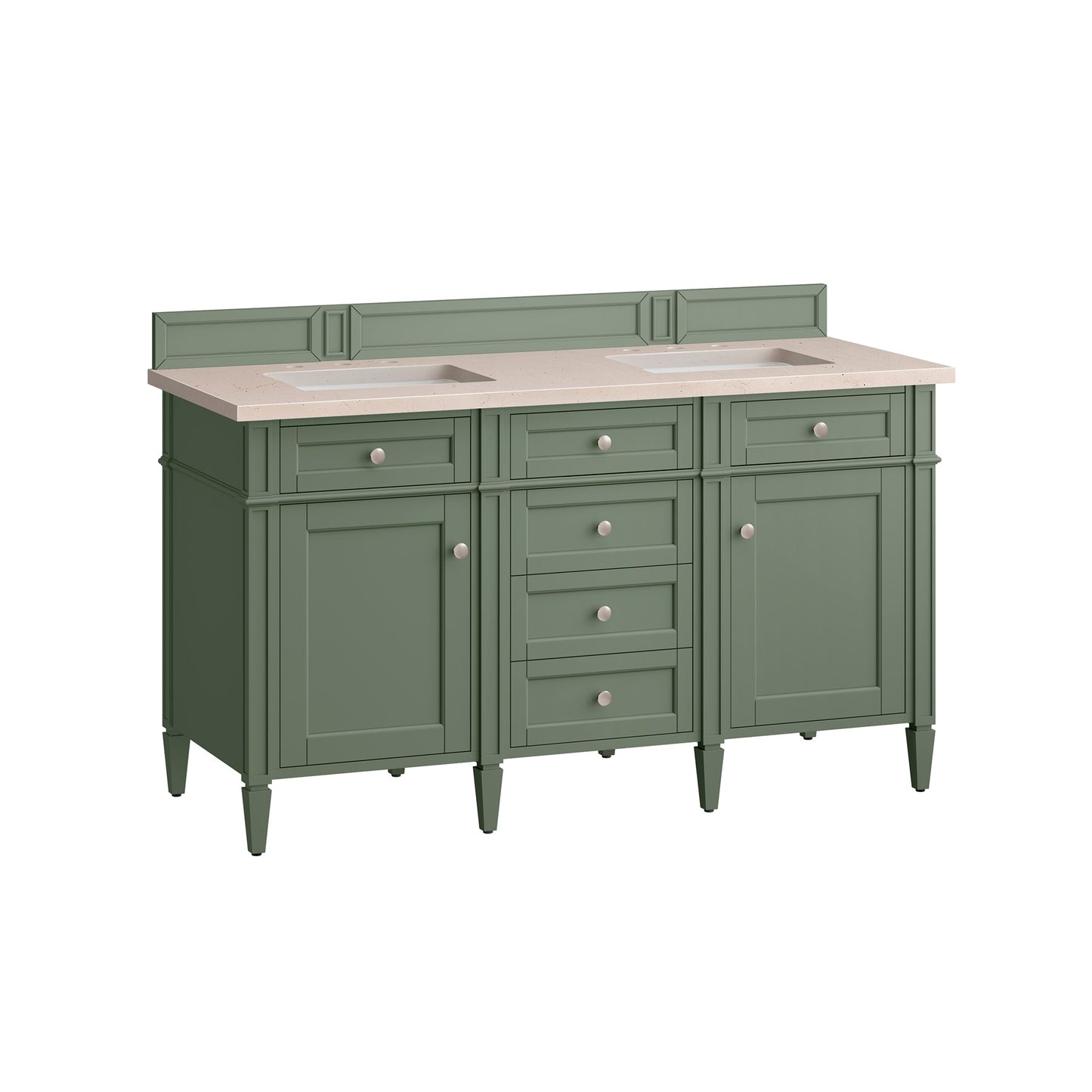 James Martin Vanities Brittany 60" Smokey Celadon Double Vanity With 3cm Eternal Marfil Top