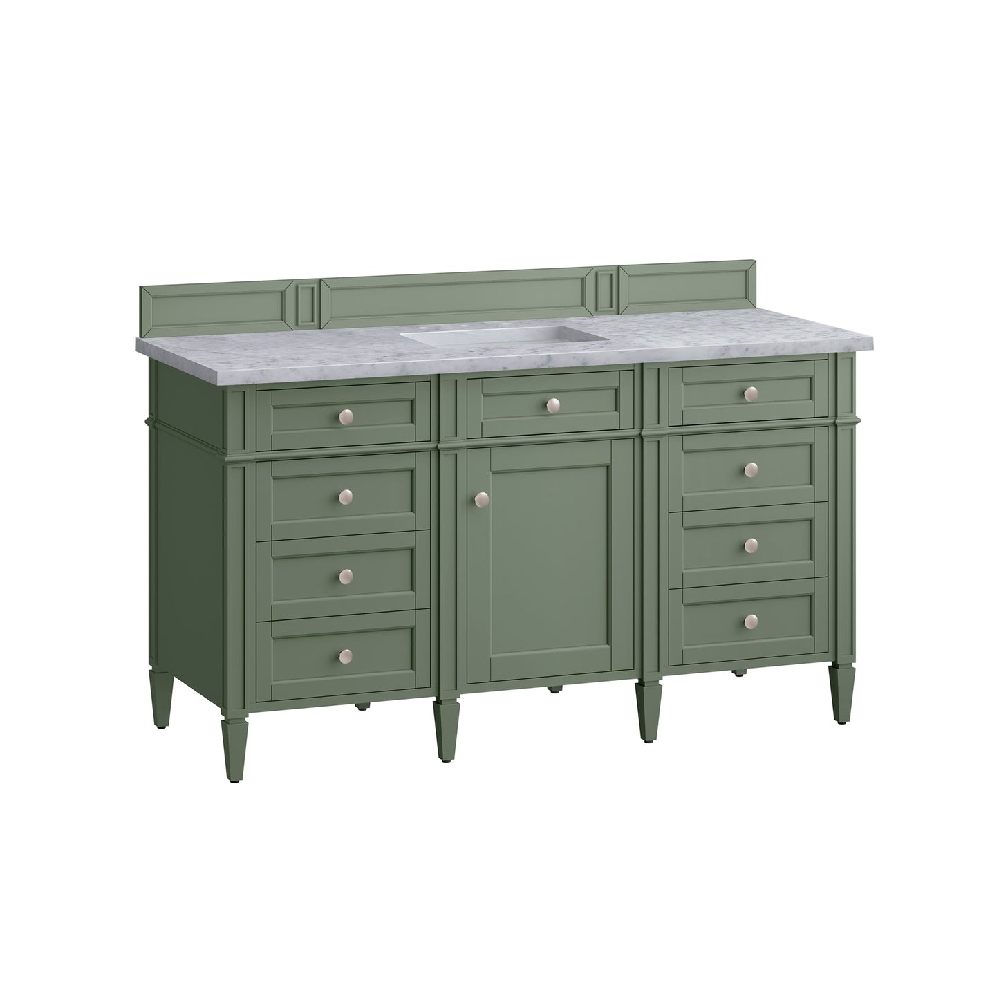 James Martin Vanities Brittany 60" Smokey Celadon Single Vanity With 3cm Carrara Marble Top