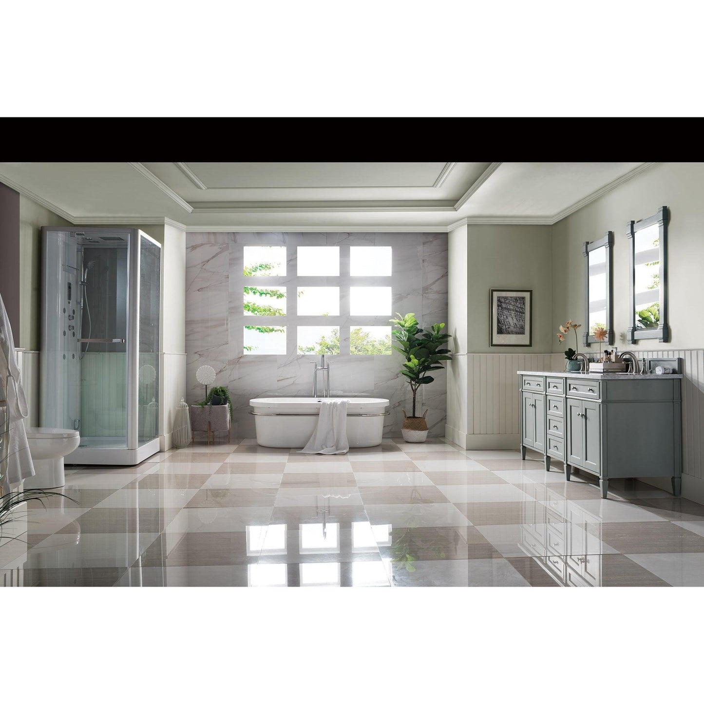James Martin Vanities Brittany 72" Urban Gray Double Vanity With 3cm Carrara Marble Top