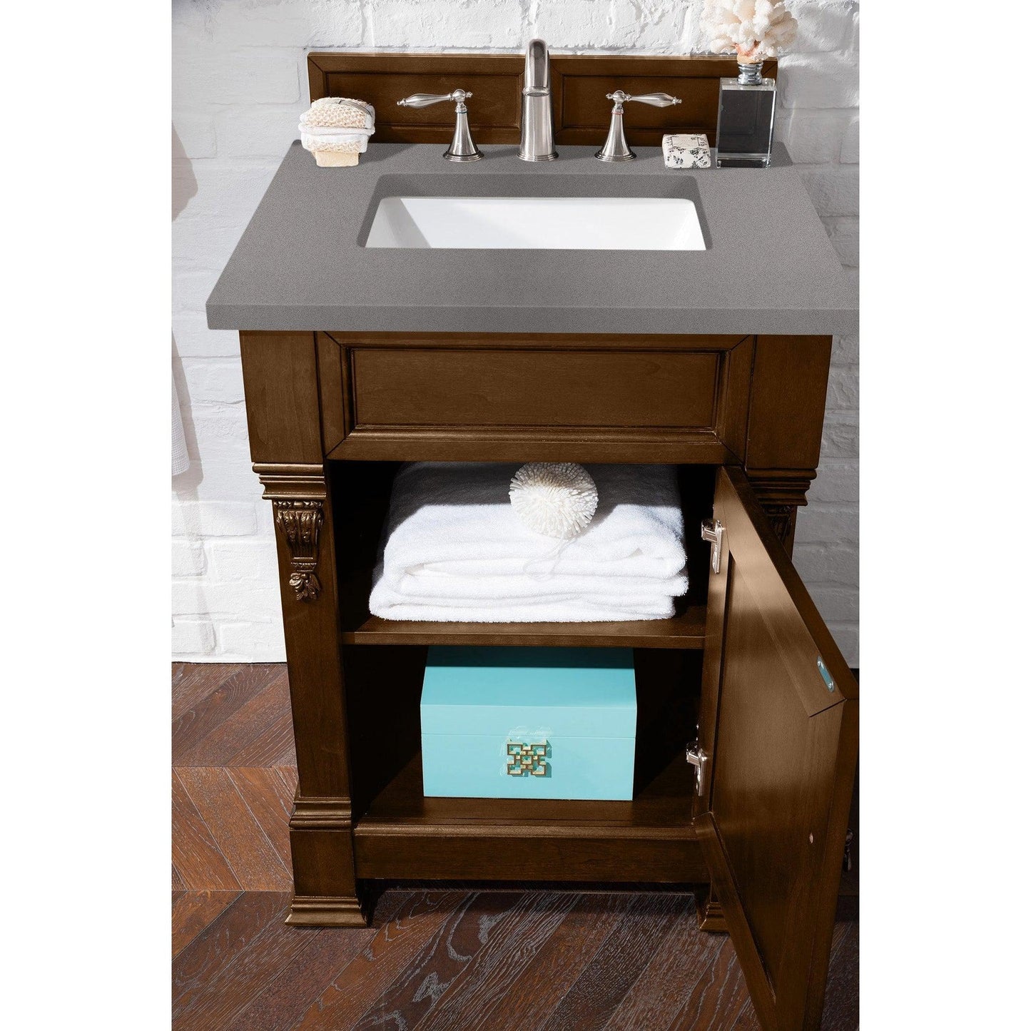 James Martin Vanities Brookfield 26" Country Oak Single Vanity With 3cm Grey Expo Quartz Top
