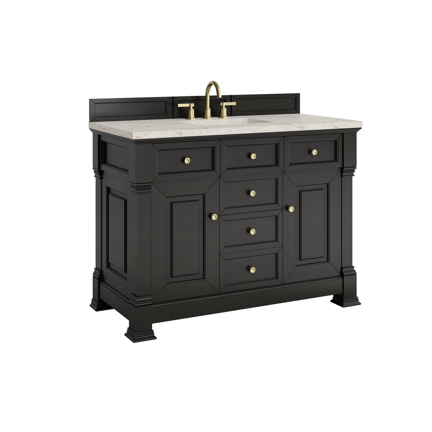 James Martin Vanities Brookfield 48" Black Onyx Single Vanity With 3cm Victorian Silver Silestone Top