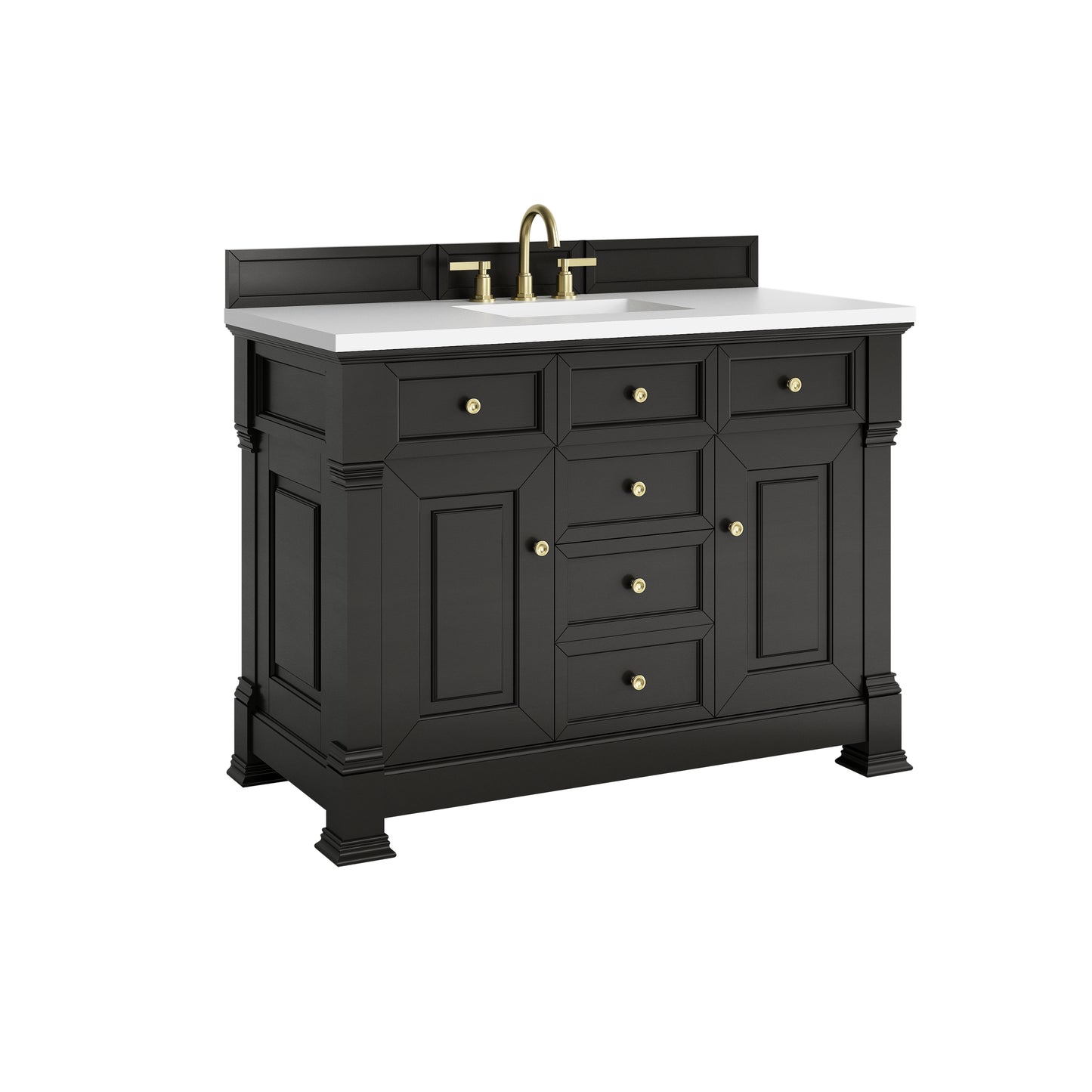 James Martin Vanities Brookfield 48" Black Onyx Single Vanity With 3cm White Zeus Silestone Top