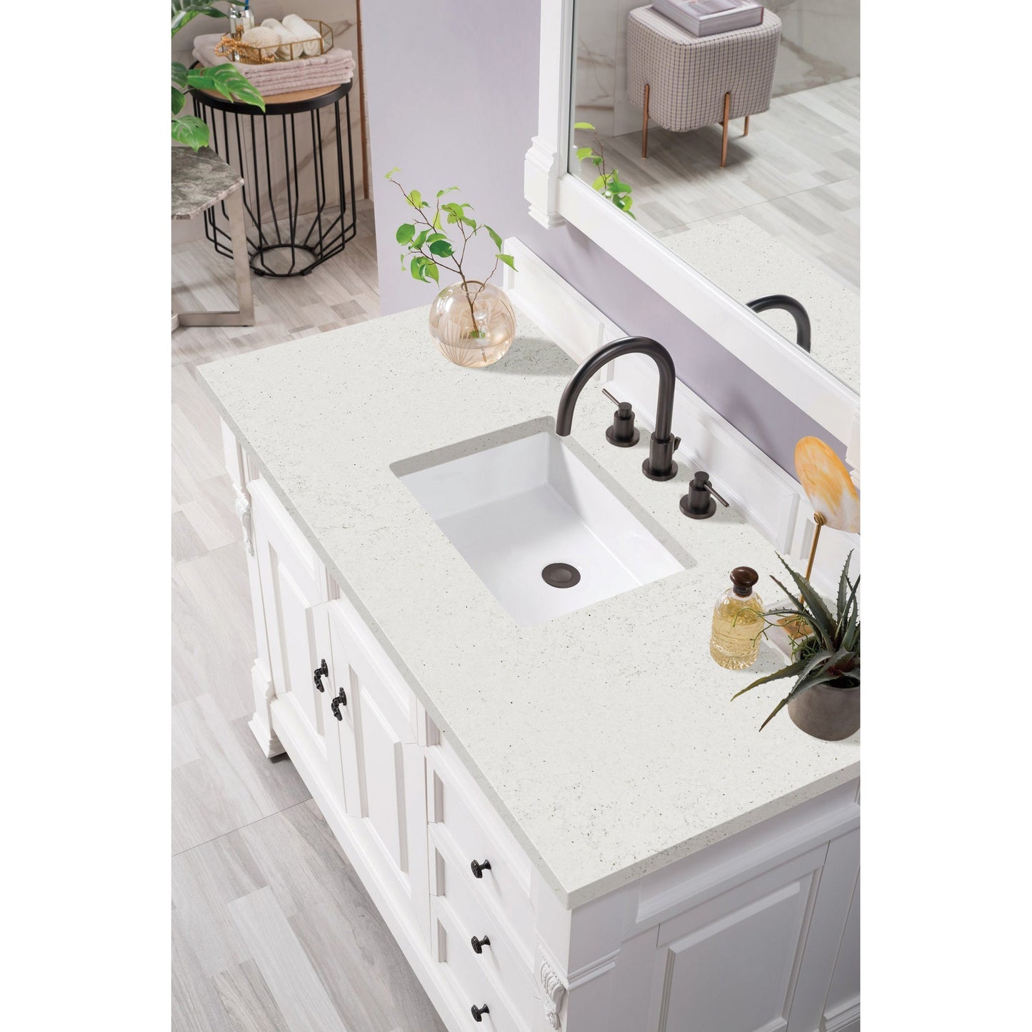 James Martin Vanities Brookfield 48" Bright White Single Vanity With 3 cm Lime Delight Quartz Top
