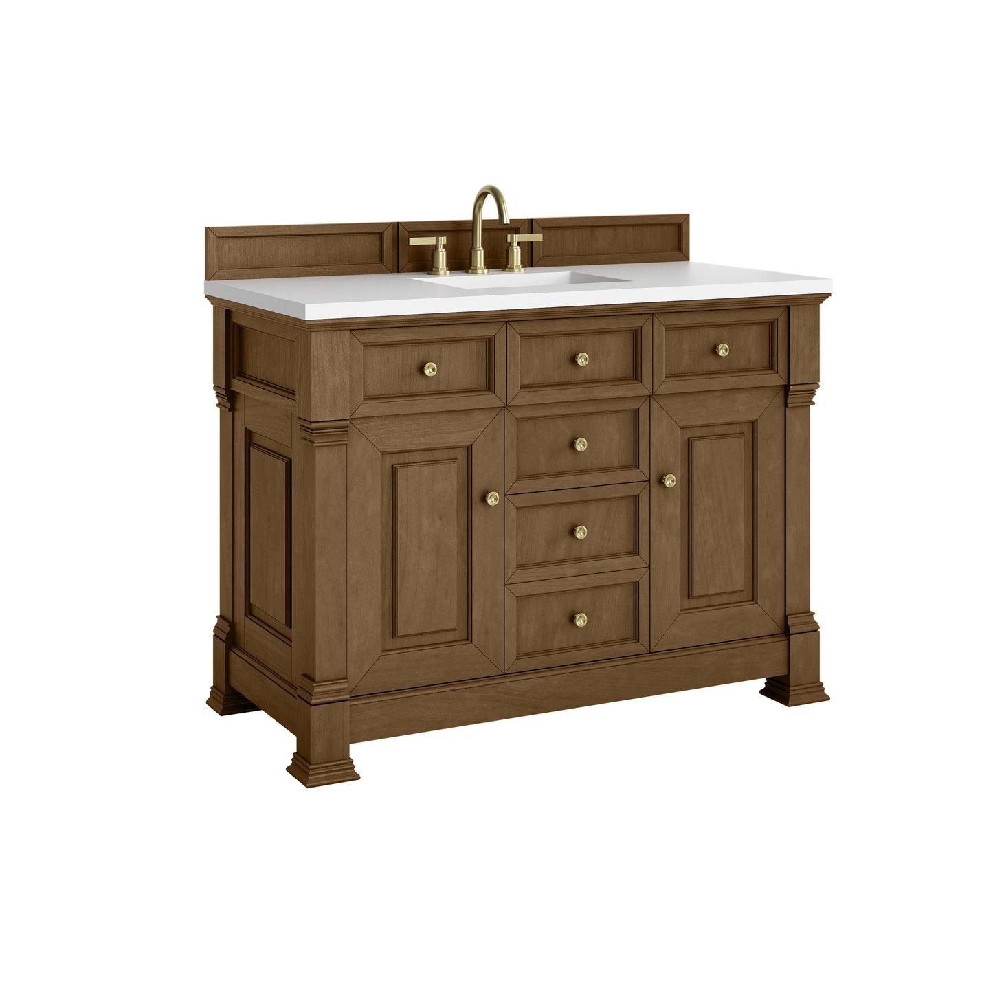 James Martin Vanities Brookfield 48" Honey Oak Single Vanity With 3cm White Zeus Silestone Top