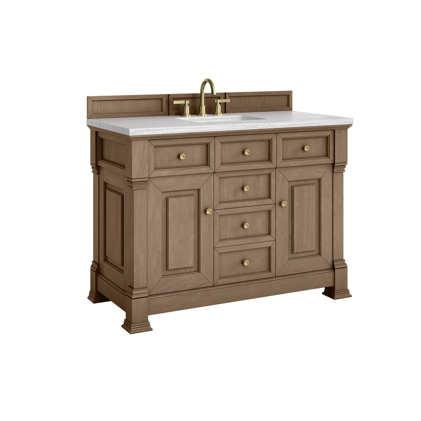 James Martin Vanities Brookfield 48" Pecan Single Vanity With 3cm Arctic Fall Solid Surface Top