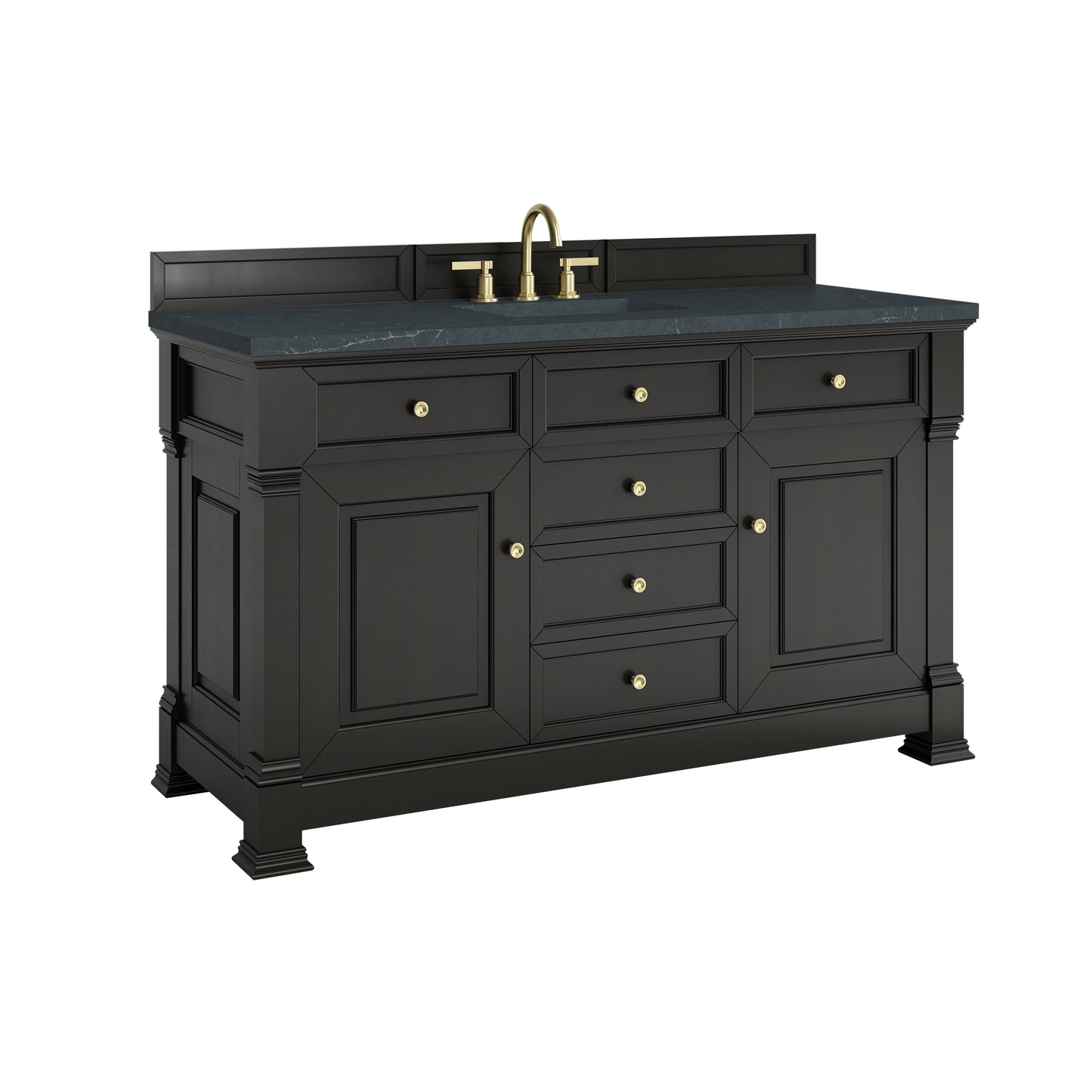 James Martin Vanities Brookfield 60" Black Onyx Single Vanity With 3cm Charcoal Soapstone Silestone Top
