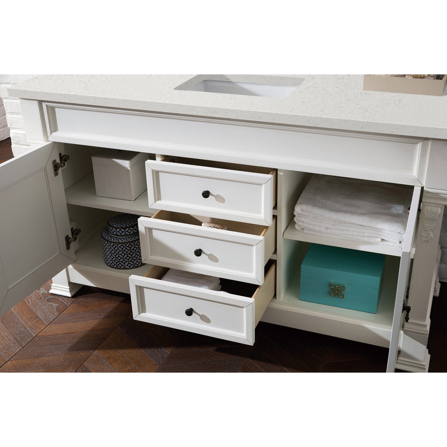 James Martin Vanities Brookfield 60" Bright White Single Vanity With 3 cm Lime Delight Quartz Top