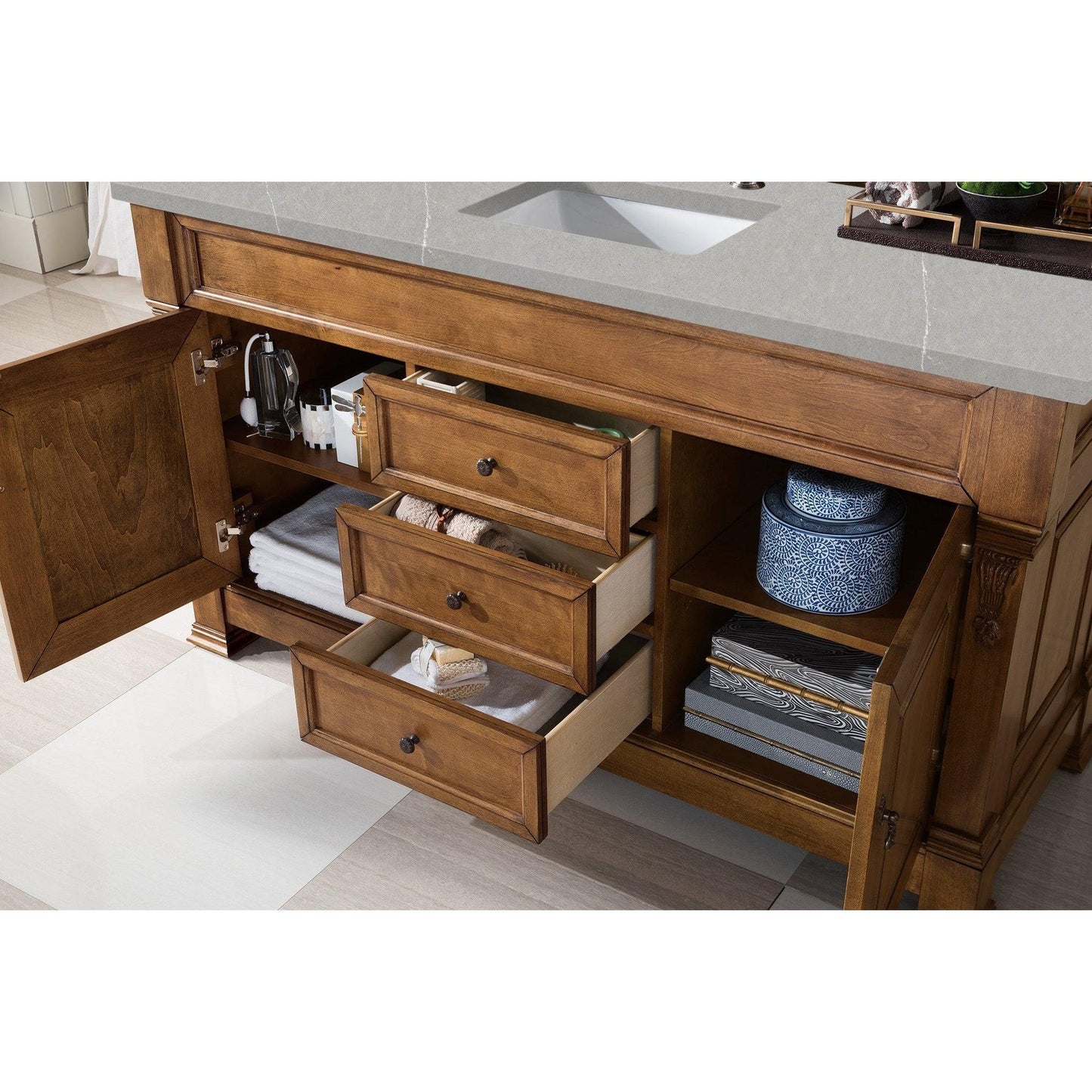 James Martin Vanities Brookfield 60" Country Oak Single Vanity With 3cm Eternal Serena Quartz Top