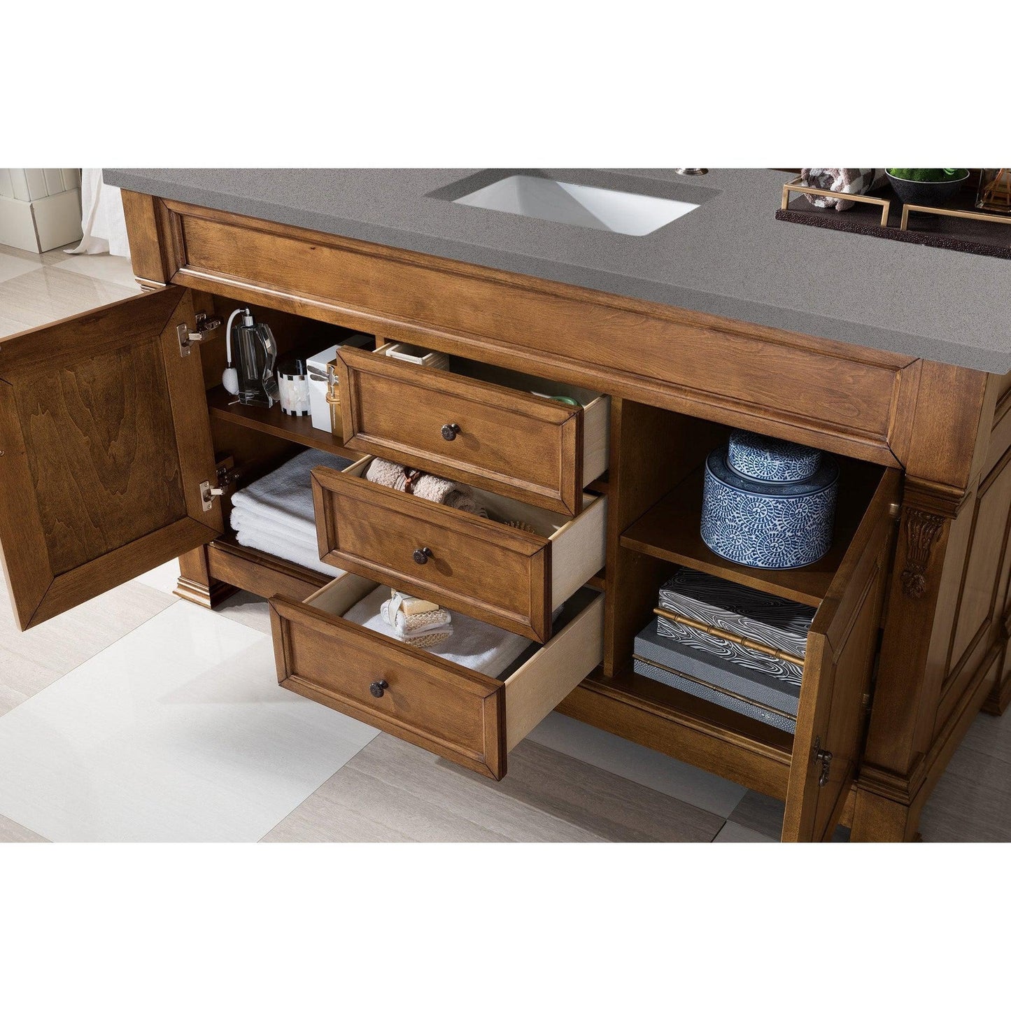 James Martin Vanities Brookfield 60" Country Oak Single Vanity With 3cm Grey Expo Quartz Top