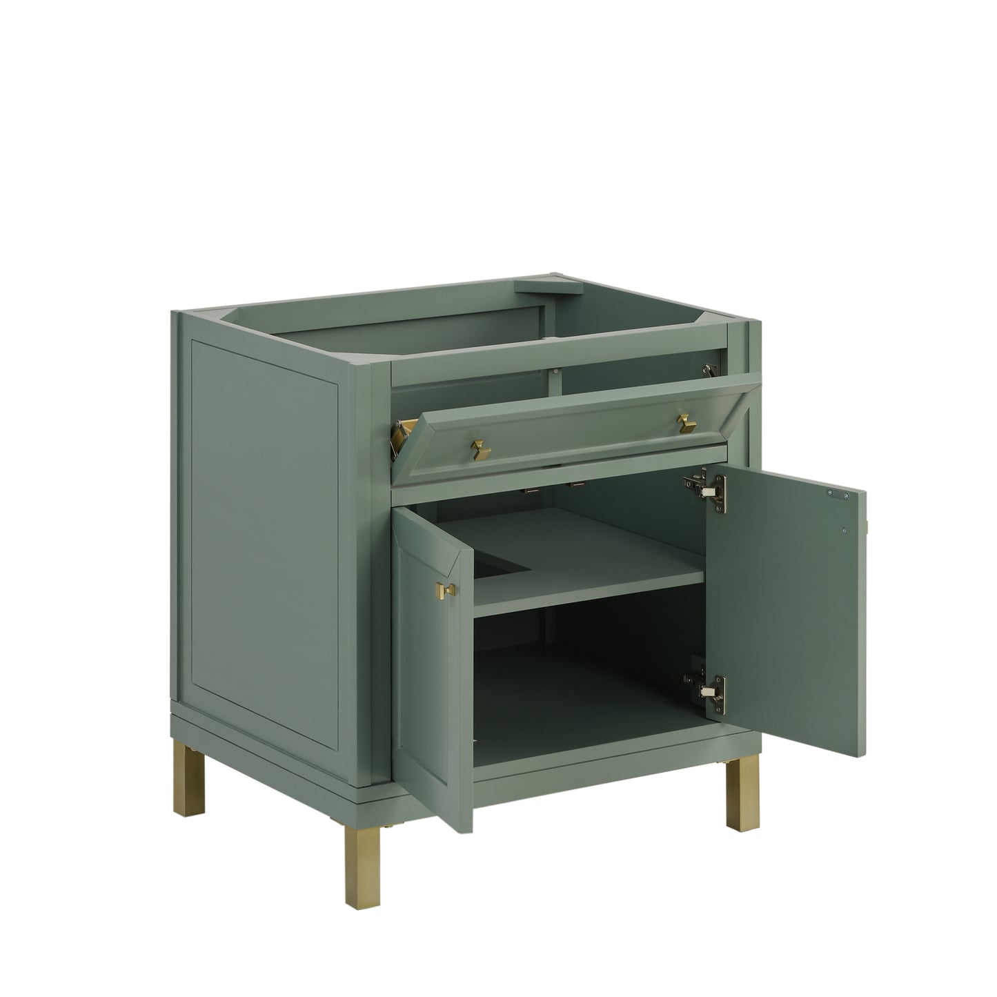 James Martin Vanities Chicago 30" Smokey Celadon Single Vanity With 3cm Charcoal Soapstone Silestone Top