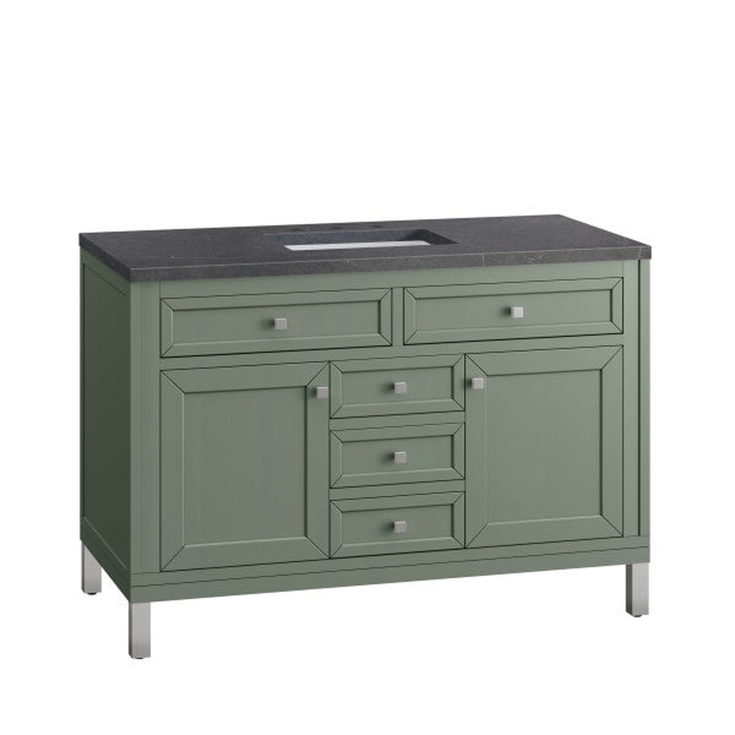 James Martin Vanities Chicago 48" Smokey Celadon Single Vanity With 3cm Charcoal Soapstone Top